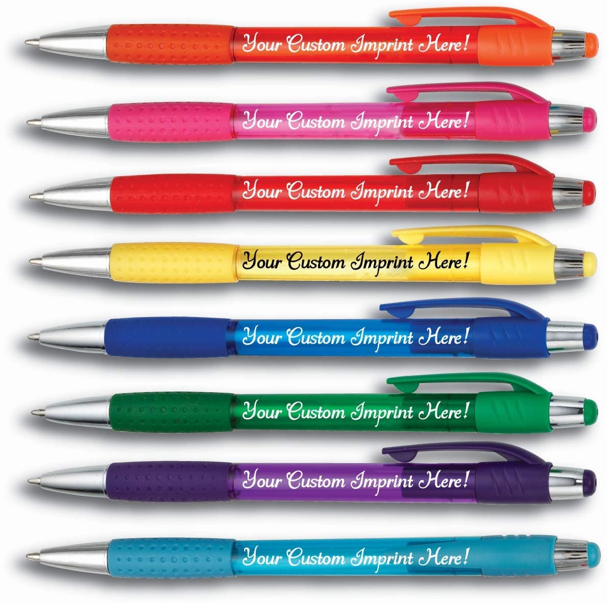 Personalized Ballpoint Pen - The Cutey Click Custom Printed - Full color Name/Logo/Text/Message with Personalization - 12 Qty (Translucent Assorted Colors)