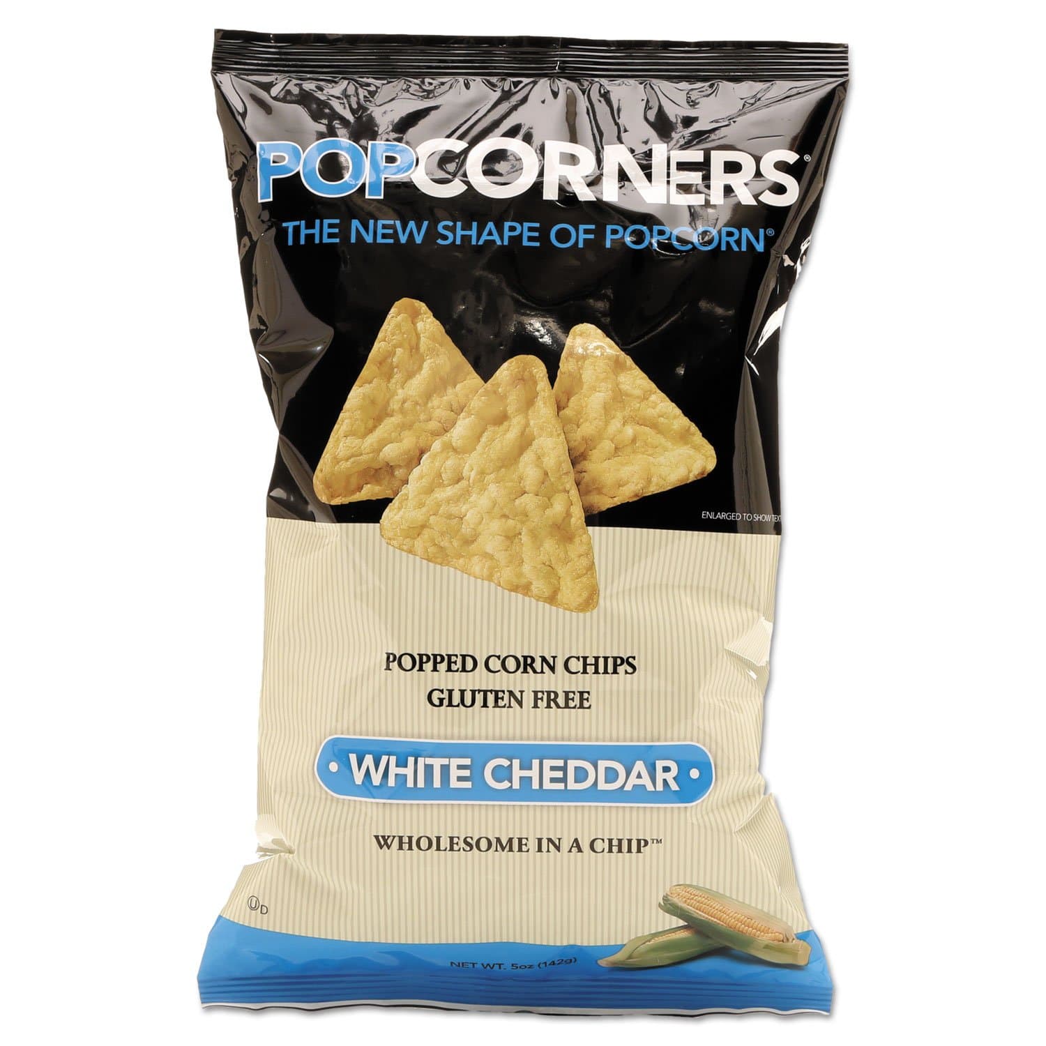 Medora Snacks Popcorners Popped-Corn Chips, White Cheddar, 5oz Bag, 12/Carton (9)
