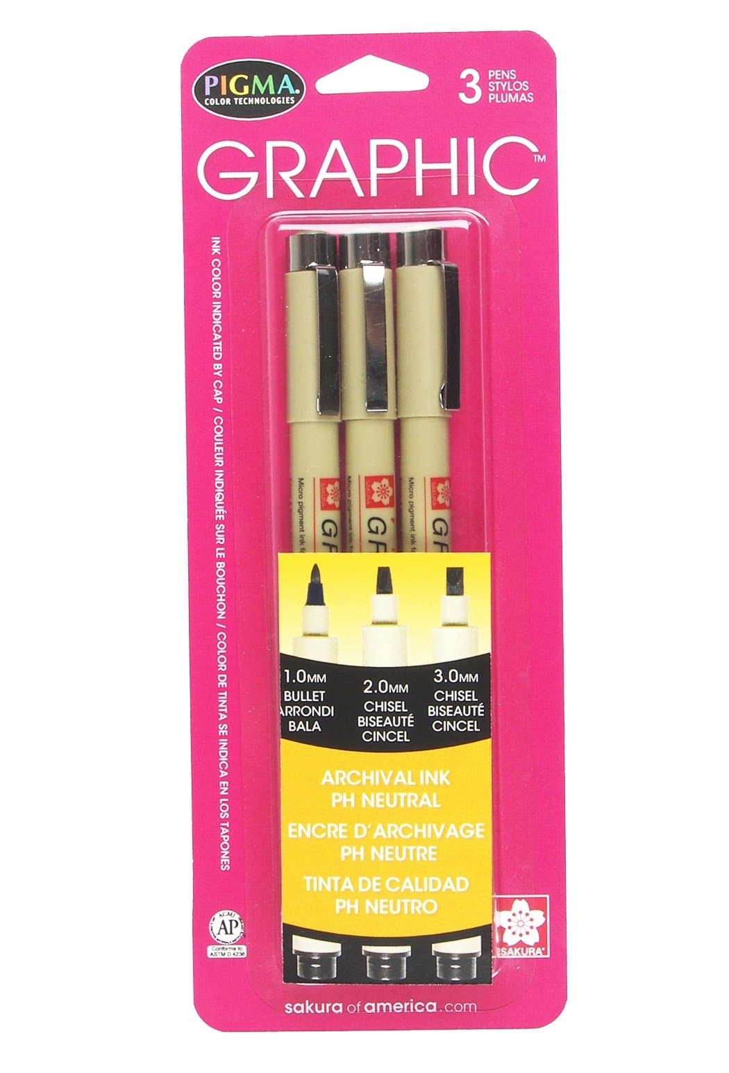 Pigma Micron Graphic 3pk Bk 1,2,3mm