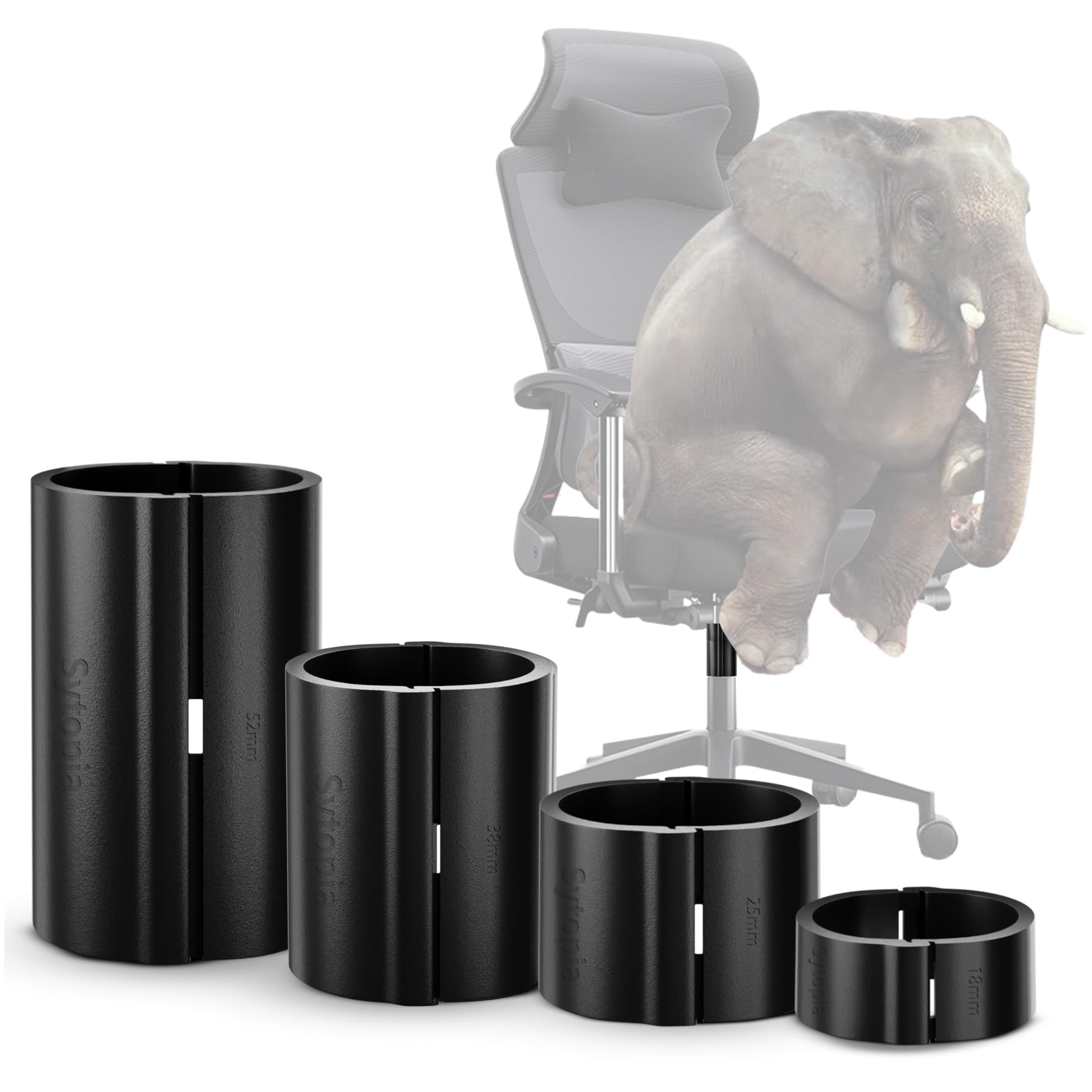 Sytopia Fix Sinking Office Chair, 4 Pieces Chair Clamps for Chair Height Extenders, No Chair Cylinder or Tools required, up to 5 Inch, Office Chair Accessories Fit for 95% Swivel Chairs
