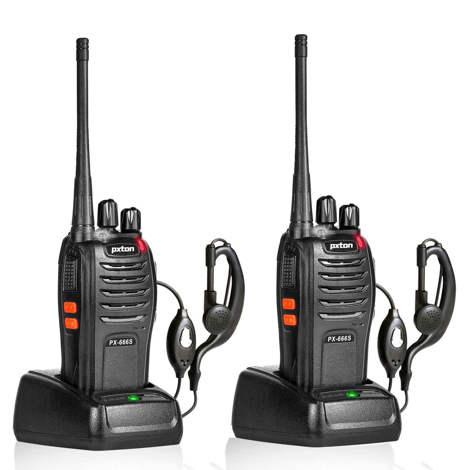walkie talkies, 666S walkie talkies for Adults Long Range Rechargeable with Headphones and Li-ion Battery,2 Way radios has VOX/Noise Reduction/TOT/Flashlight/Monitoring/Scan Function(2 Pack)