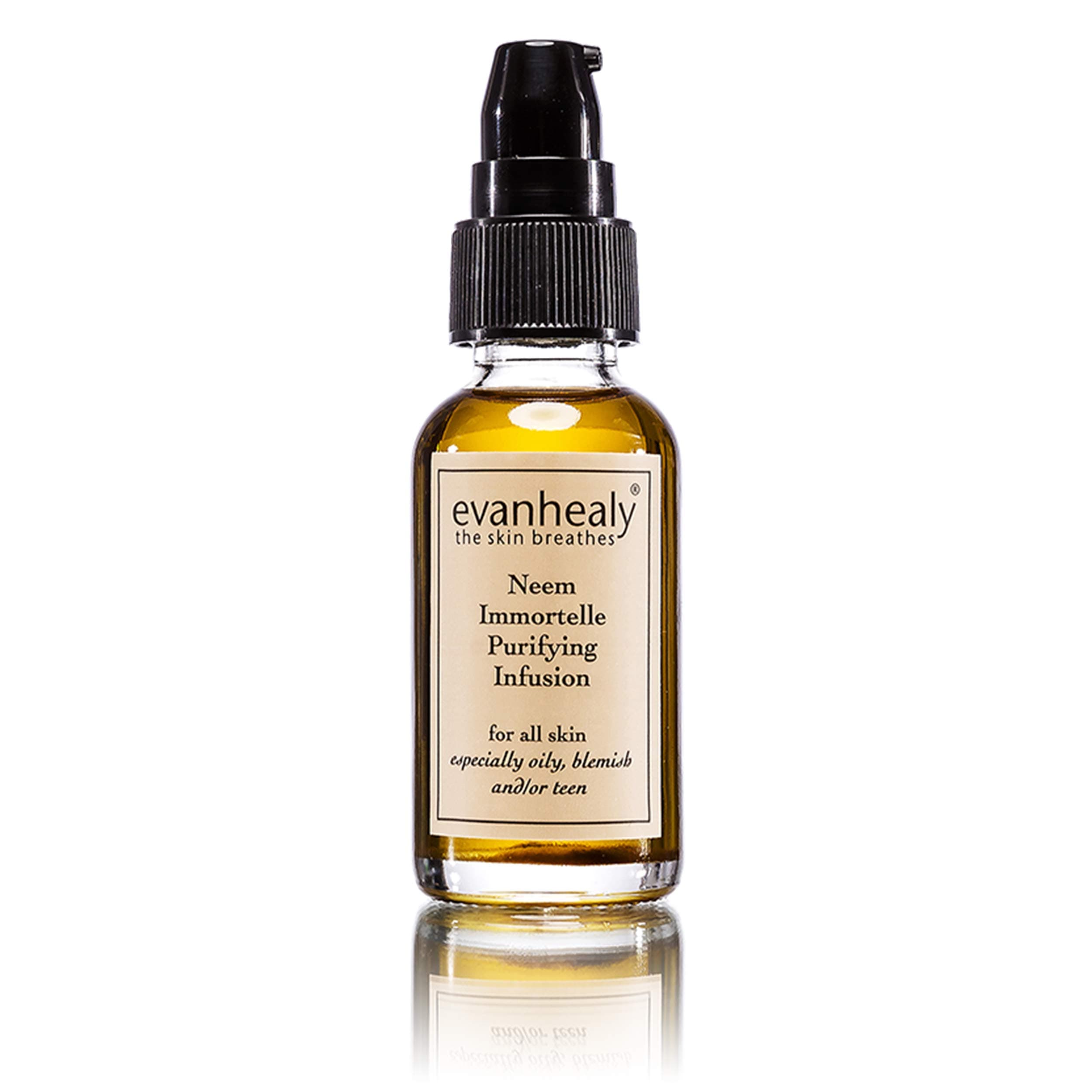 evanhealy Neem Immortelle Purifying Infusion | Facial Oil Serum & Cleanser for Congested & Sensitive Skin | Pore Minimizer Serum for Face | Balancing Ayurveda Oil For Face | Vitamin E Oil Face Serum