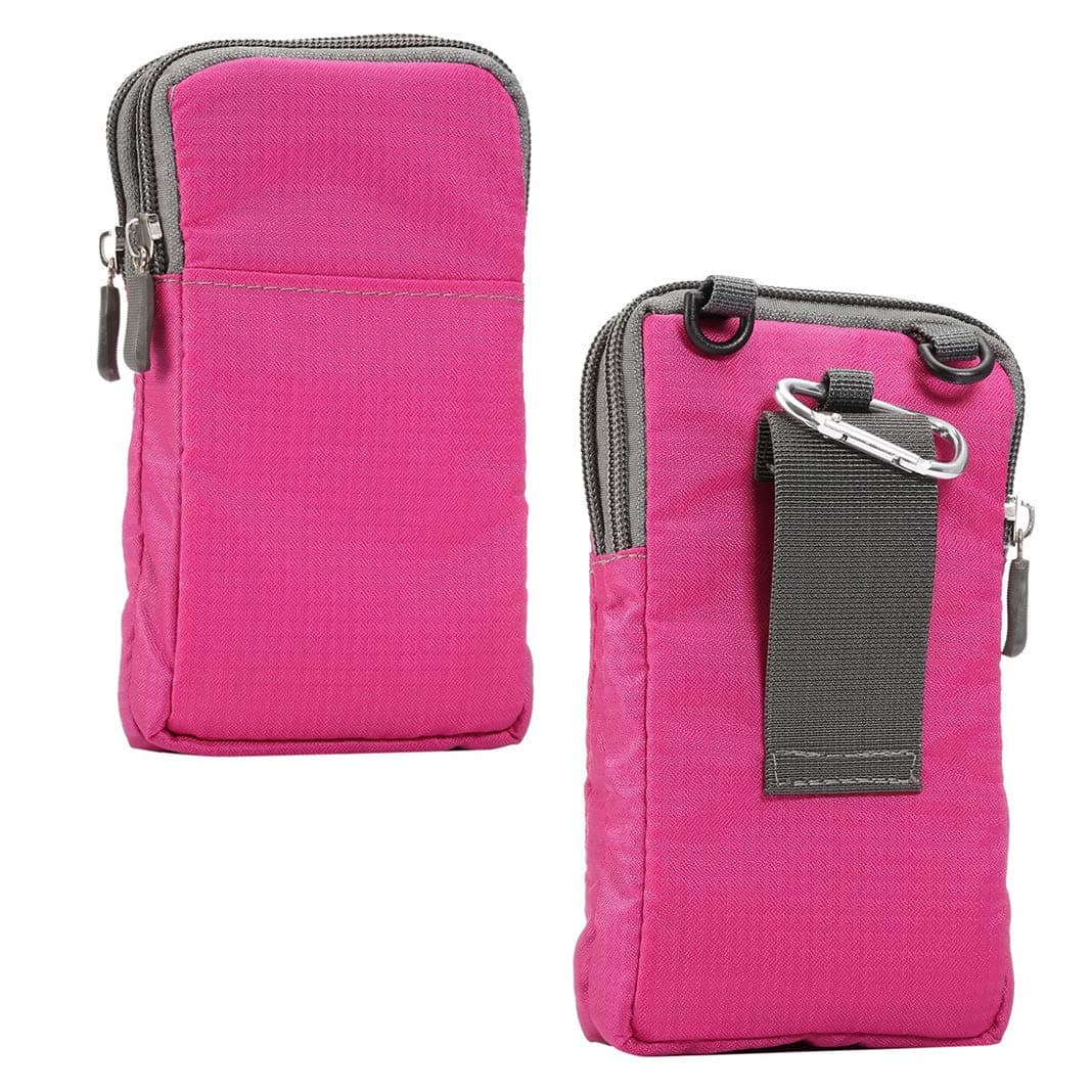 Cell Phone Belt Clip Pouch Crossbody Bag, 6.0" Mini Wrist Handbag Case Outdoor Sport Phone Cross Body Shoulder Messenger Bag Pockets with Zipper Waist Wallet Purse Holster with Locking Carabiner Hook