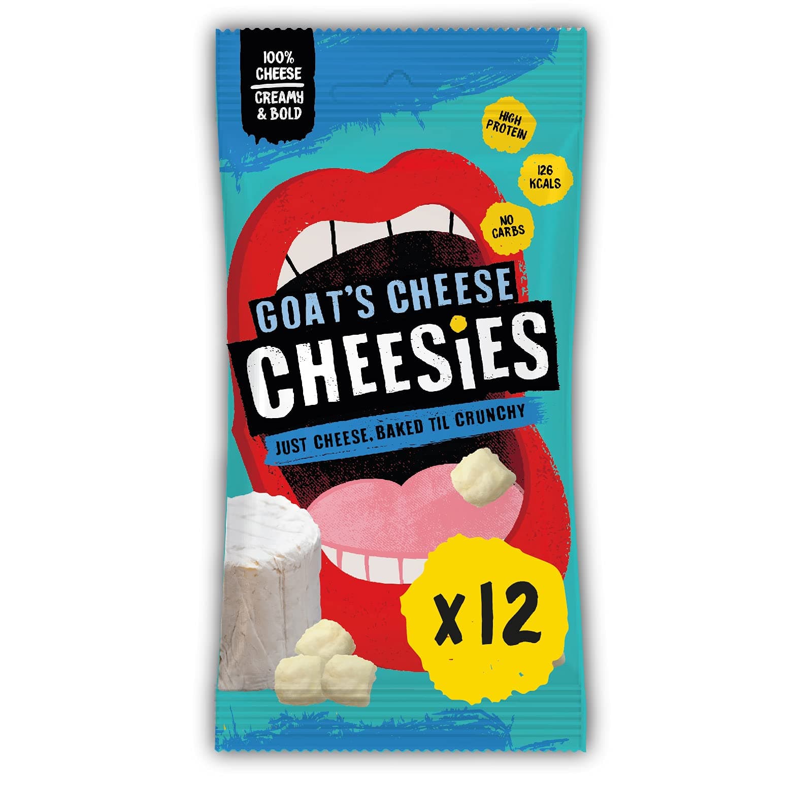 Crunchy Snacking Cheese Keto Snack. Sugar Free, Gluten Free, No Carb, High Protein, Vegetarian (12 x 20g, Goat's Cheese)