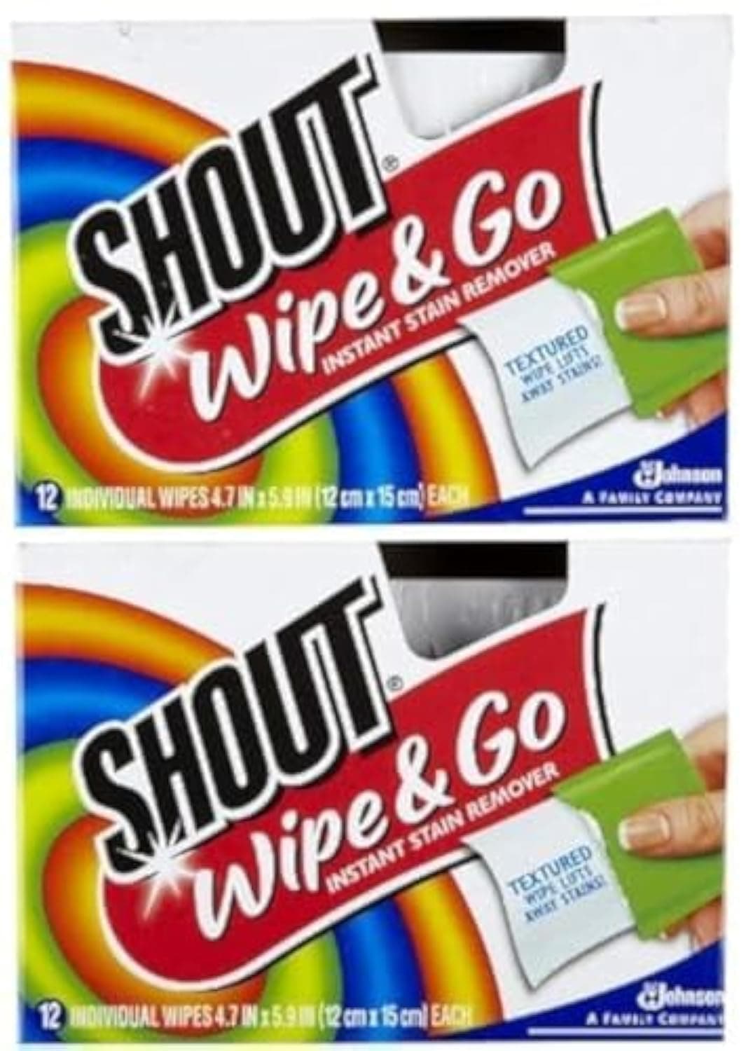 Shout Stain Remover Wipes, 12 Count (Pack of 2)