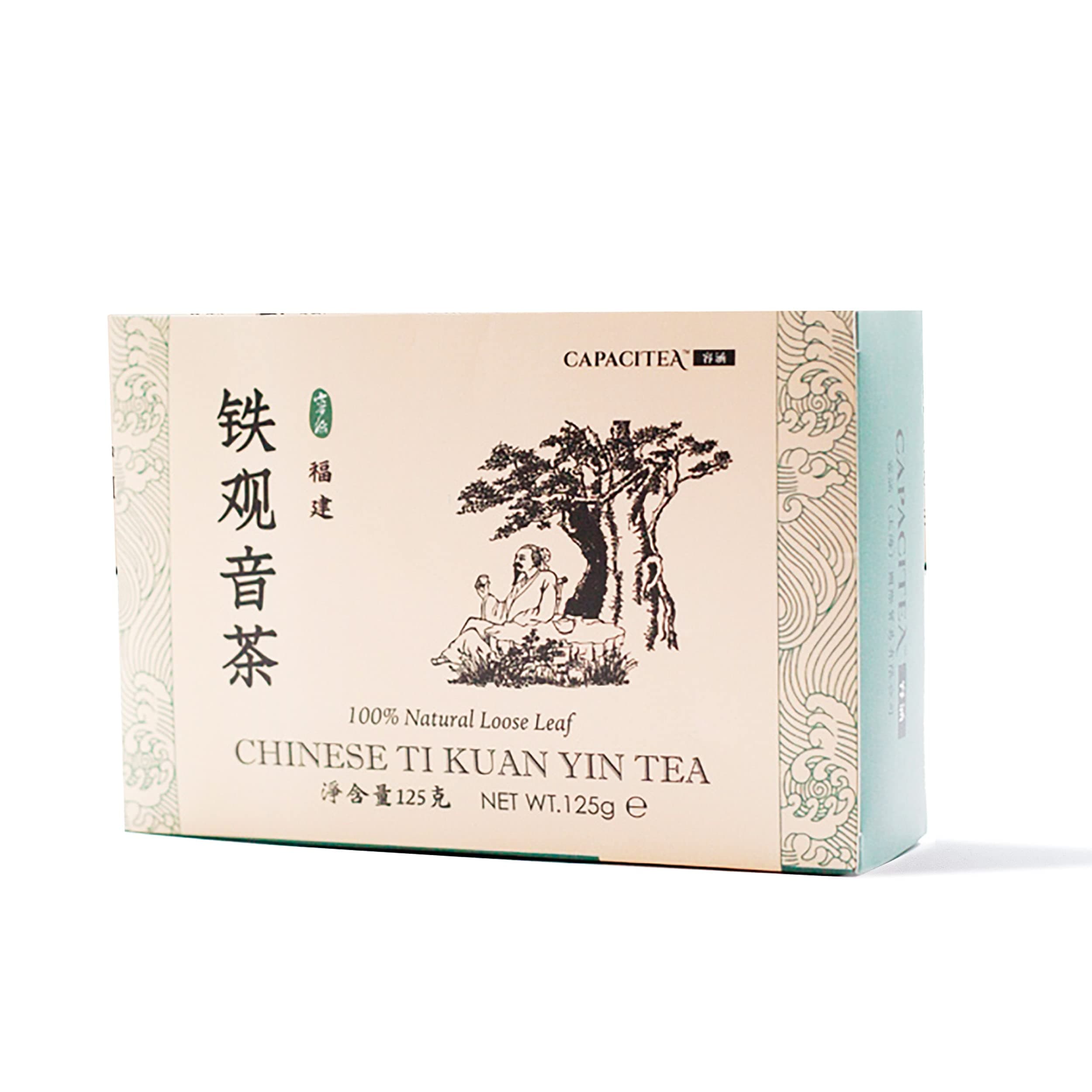 CAPACITEA Boxed Loose Leaf Chinese Tie Kuan Yin Oolong Tea Leaves, 125gram