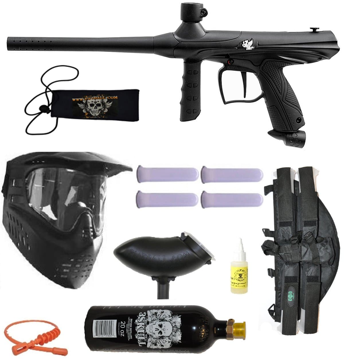 Tippmann Gryphon Paintball Marker Gun 3Skull 4+1 BC Mega Set - Black
