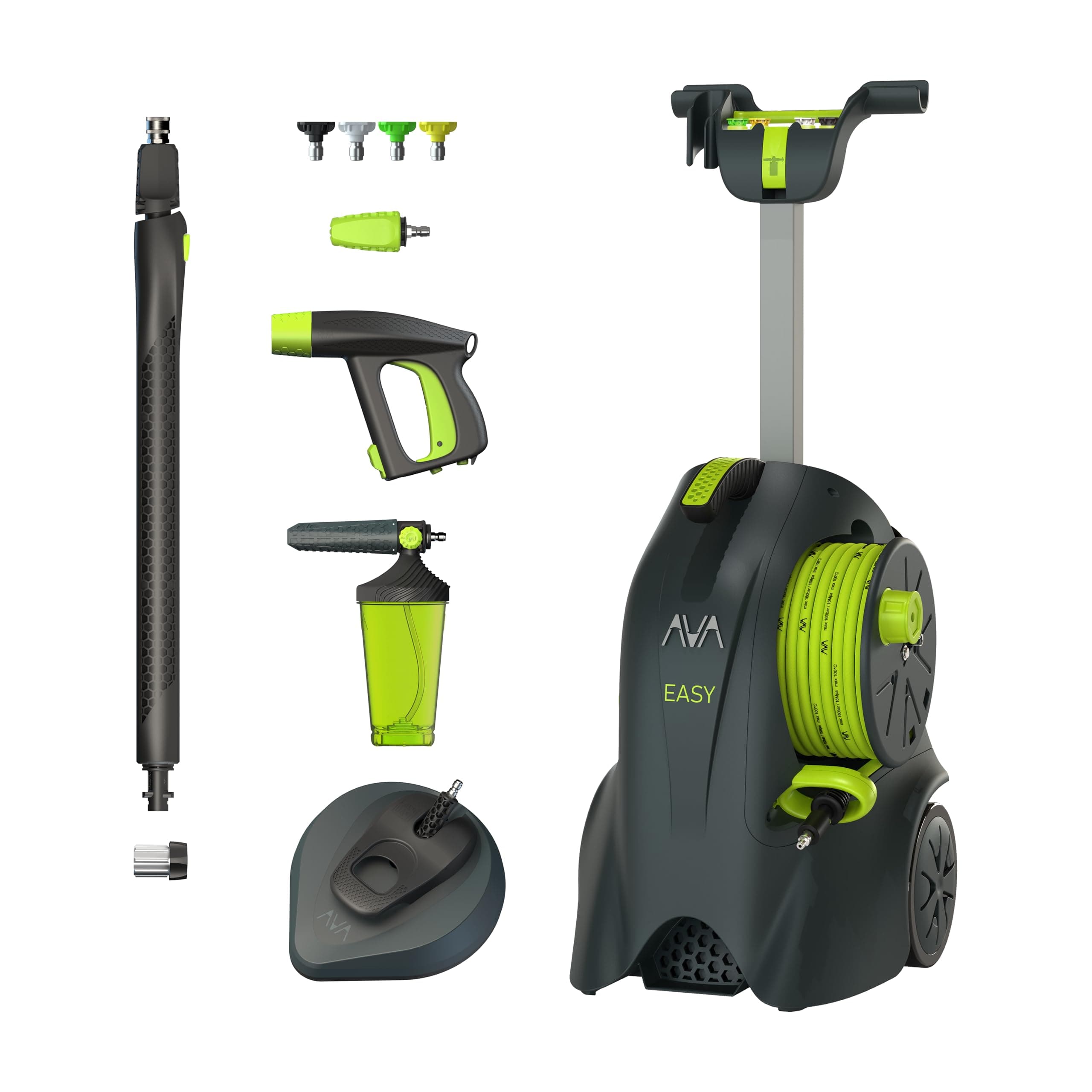 AVA Easy P50 Pressure Washer XL, 2050 Max PSI 1.85 Max GPM 1800 W, High Power Washer for Car Wash, incl Premium Foam Cannon, Slim Patio Cleaner, 40 ft Flexi Hose, Zoom Lance, and 5 Nozzles tips