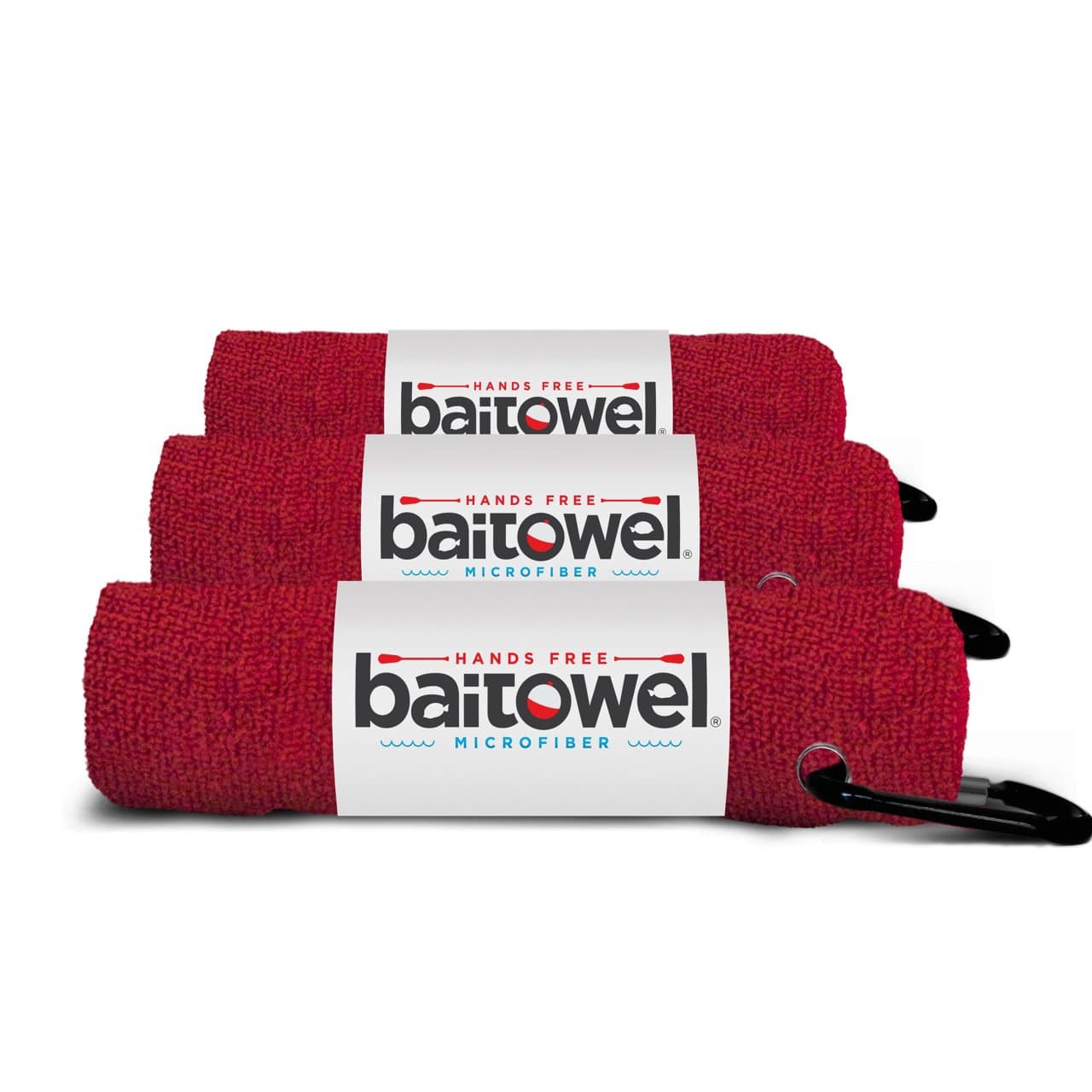 Bait Towel 3 Pack fishing towels with clip, plush microfiber nap fabric, 16x16, The original Bait Towel value 3 pack
