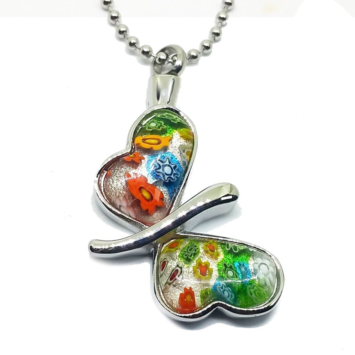 Cremation Jewelry for Ashes Glass Butterfly Urn Necklaces Stainless Steel Pendant for Men and Women Dog Cat Funeral Day. Keepsake for Loved One