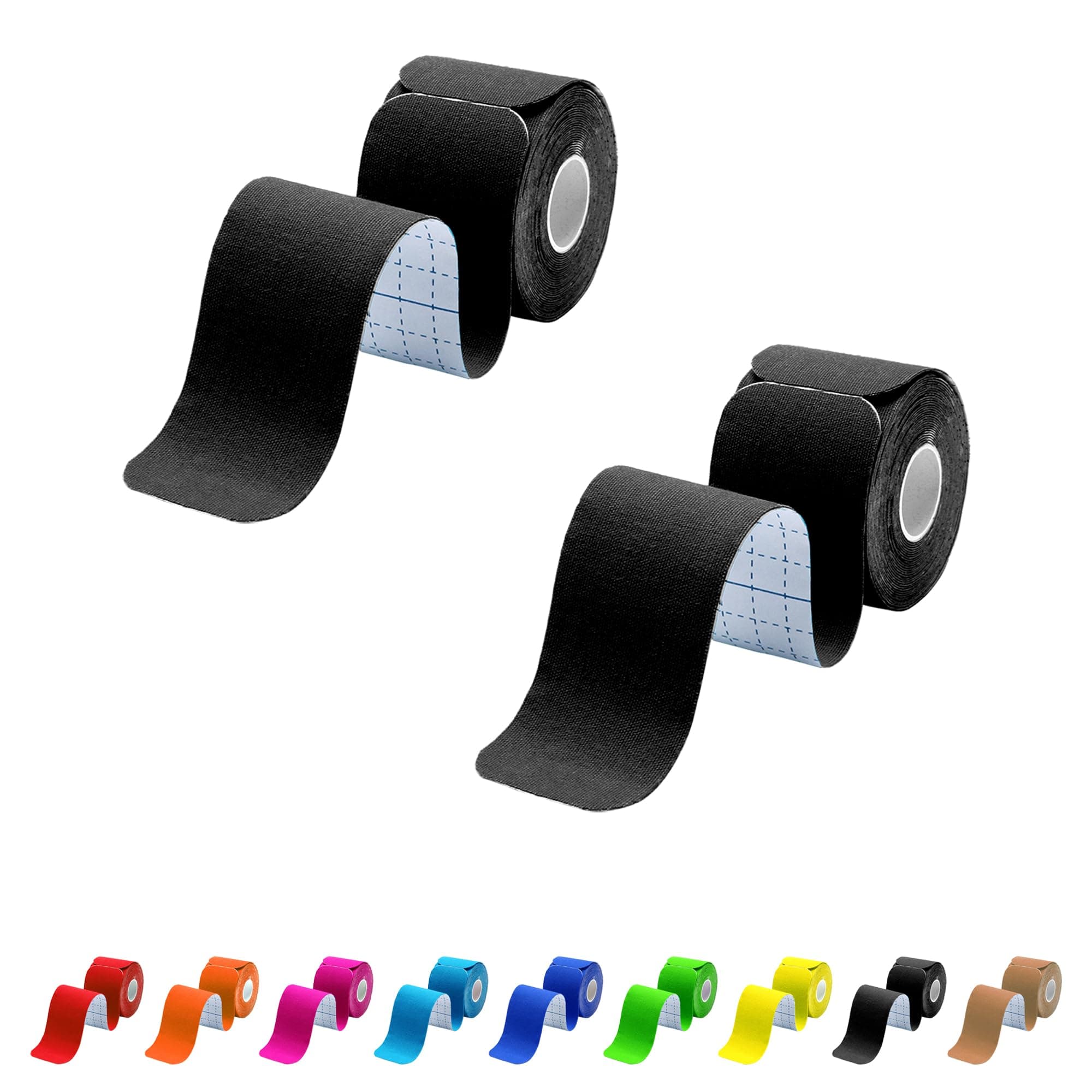 Kinesiology Tape Precut 2 Rolls Pack-Kinesiology Tape for Muscle & Joints- Athetic Sports Tape for Knee,Ankle,Shoulder,Back,Plantar Fasciitis-40 Strips,Black