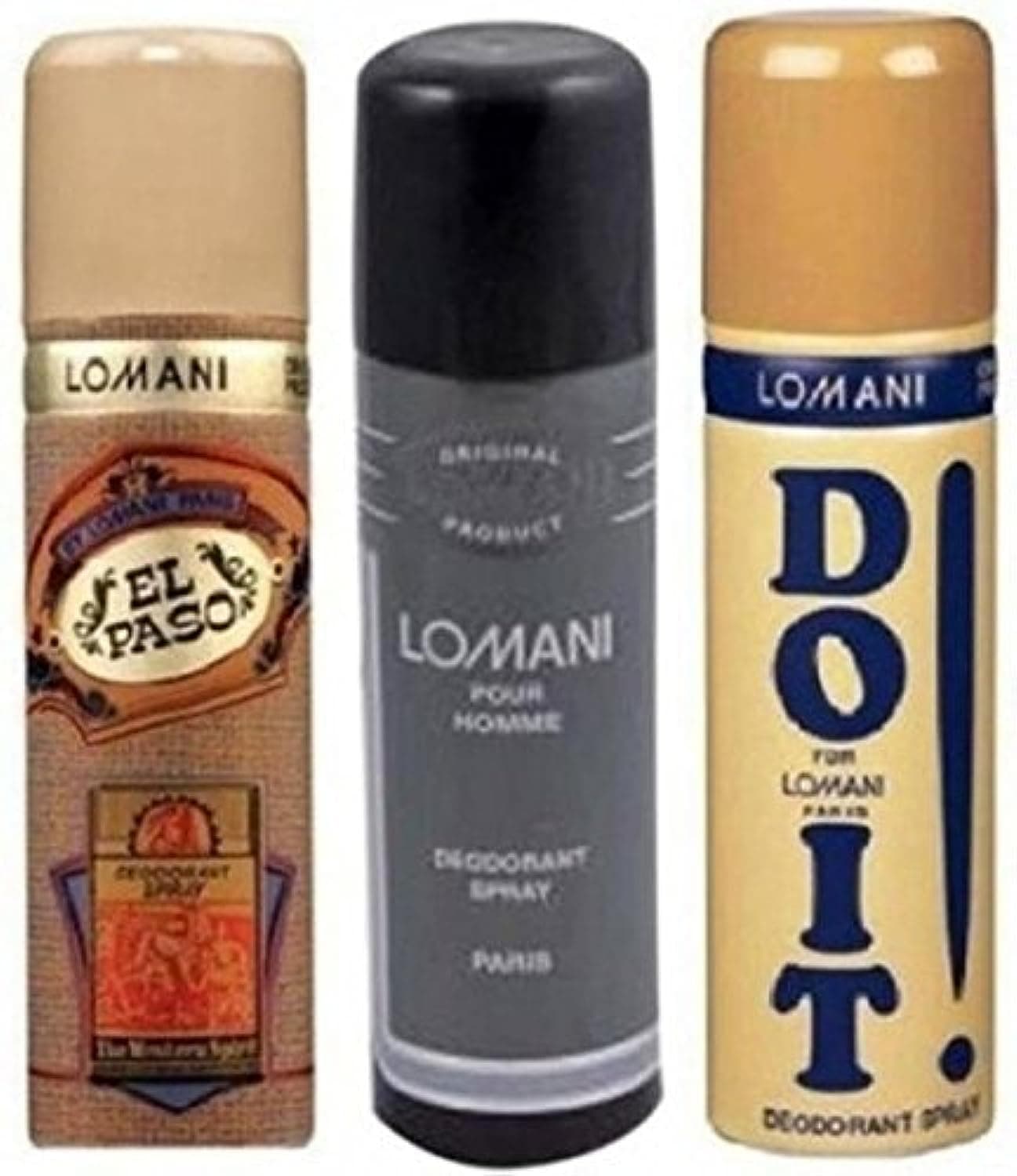 Lomani Pack of 3 200 ml – Unisex (Jasmine, Patchouli, Sandalwood)