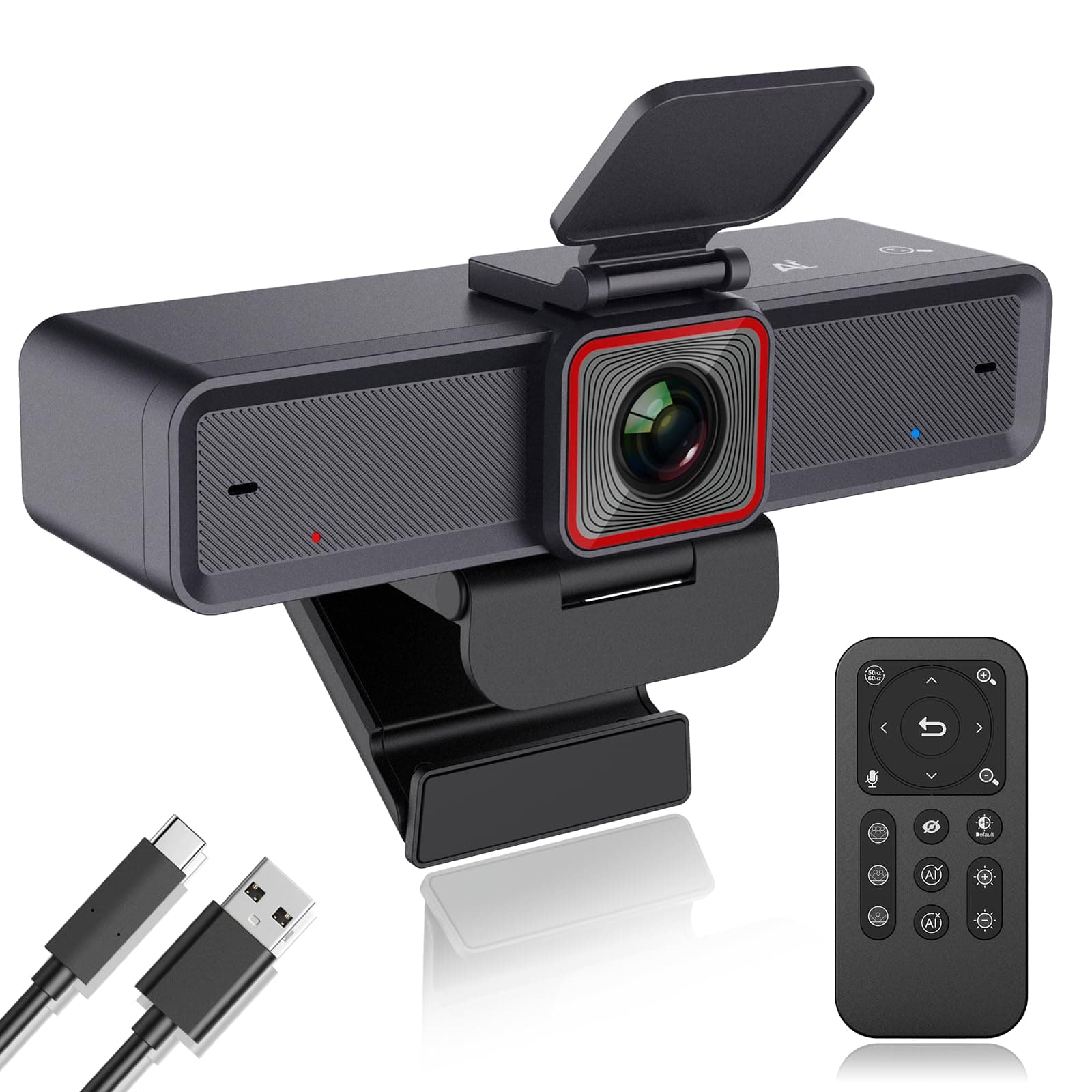 - 4K Webcam for pc,AI Tracking,Remote Control 4K Web Camera/10X Digital Zoom 1080P 60fps Web cam with USB 3.0 HDR/Dual Noise Cancelling Microphones for Video Calls/Meetings/Streaming/Skype/Zoom