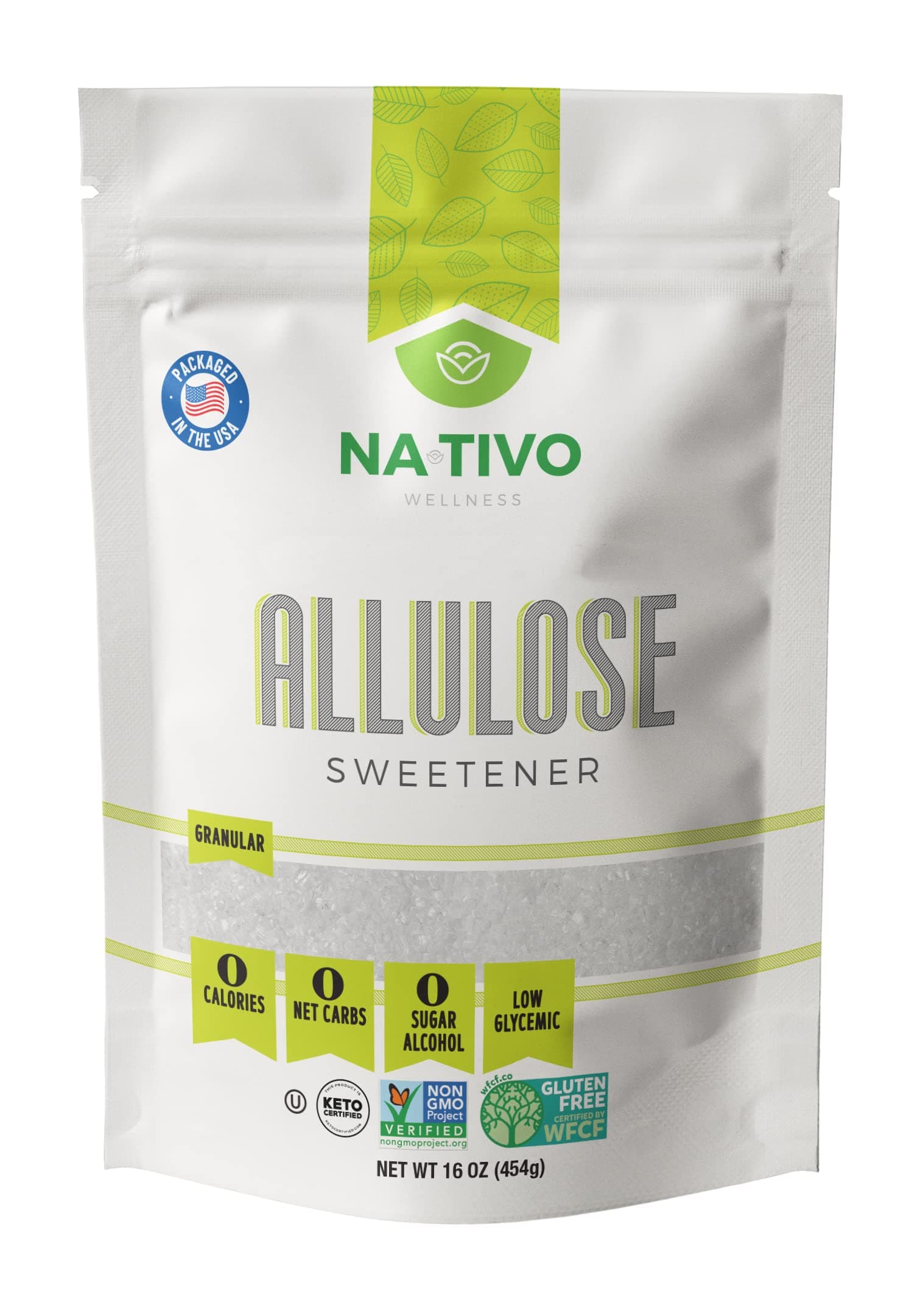 Nativo Allulose Sweetener - Granular - Sugar Substitute - Keto & Paleo - 0 Calories - 0 Net Carbs - 0 Sugar Alcohol - Non GMO - Low Glycemic - 1 Pound bag