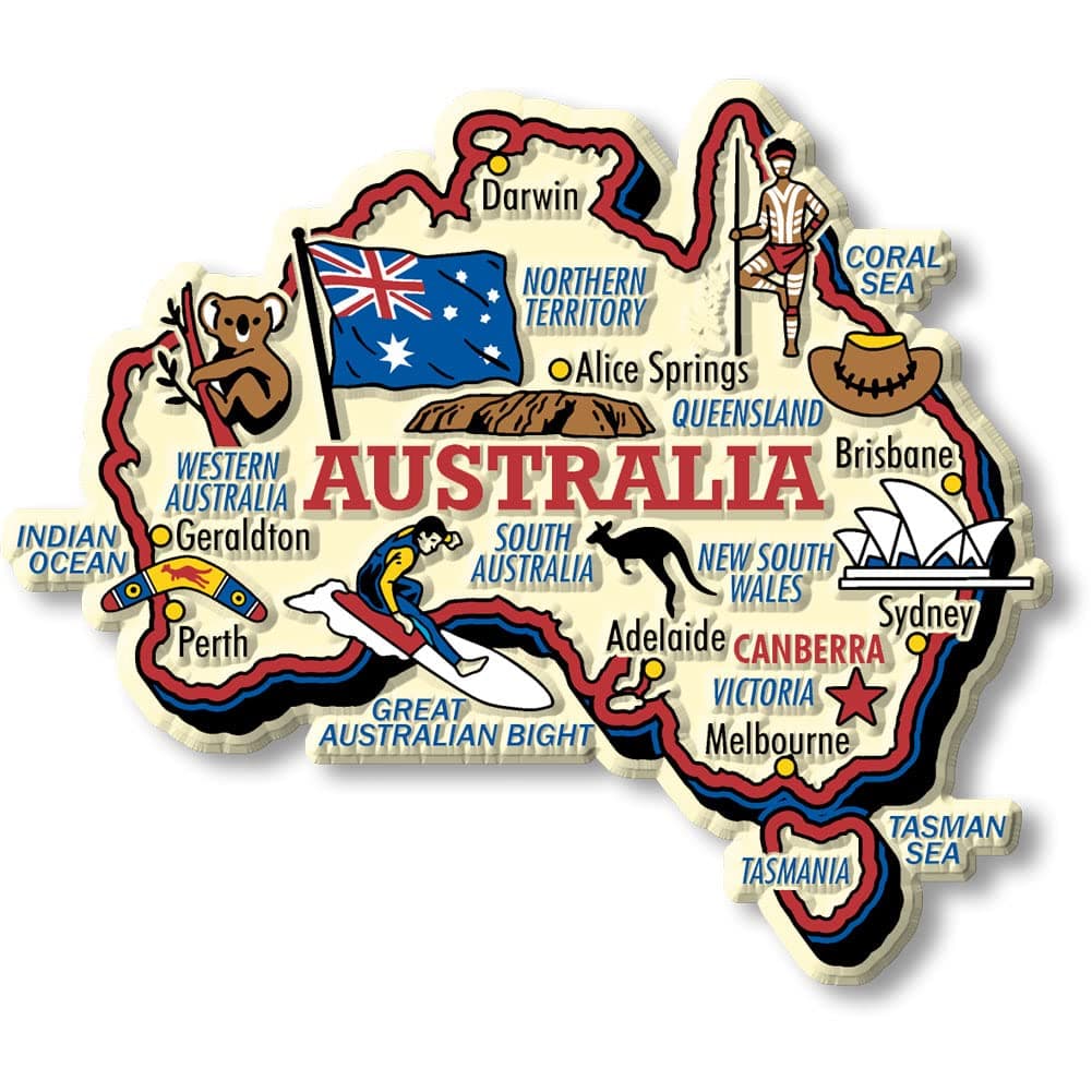 Classic Magnets Made with Pride in the USA Australia Jumbo Country Map Magnet by Collectible Souvenirs