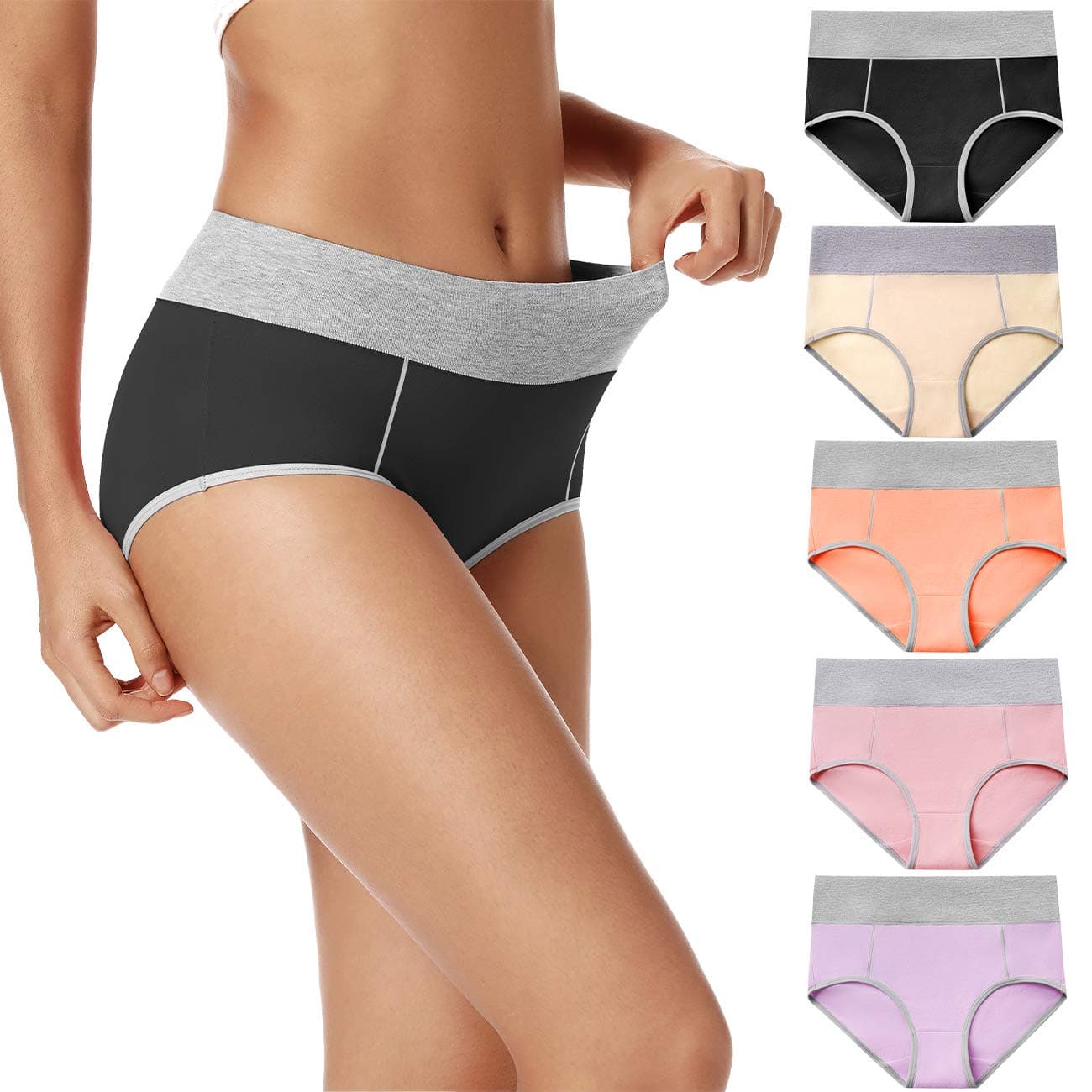 POKARLA Womens Cotton Underwear High Waist Full Coverage Briefs Soft Breathable Postpartum Panties Stretch Underpants