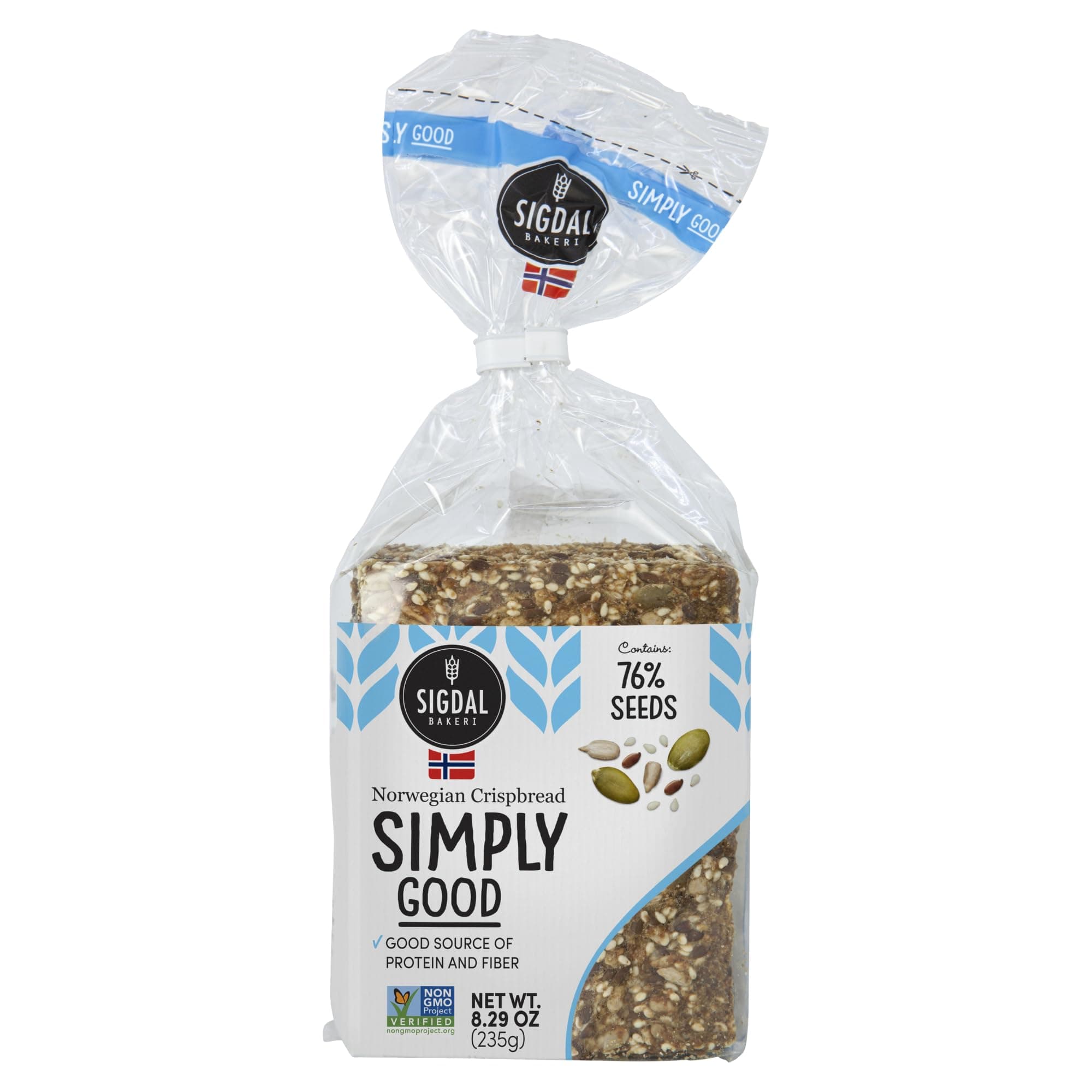 Bakeri Simply Good Norwegian Crispbread | Good Source of Protein & Fiber | Non GMO | Contains 76% Seeds | 8.29 oz (235g) (Pack of 2)