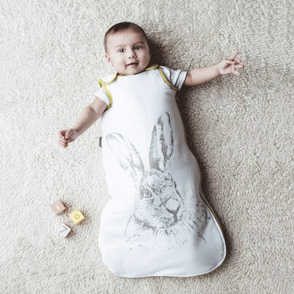 Baby Sleeping Bag Hare Print Design Unisex, 100% Organic Cotton
