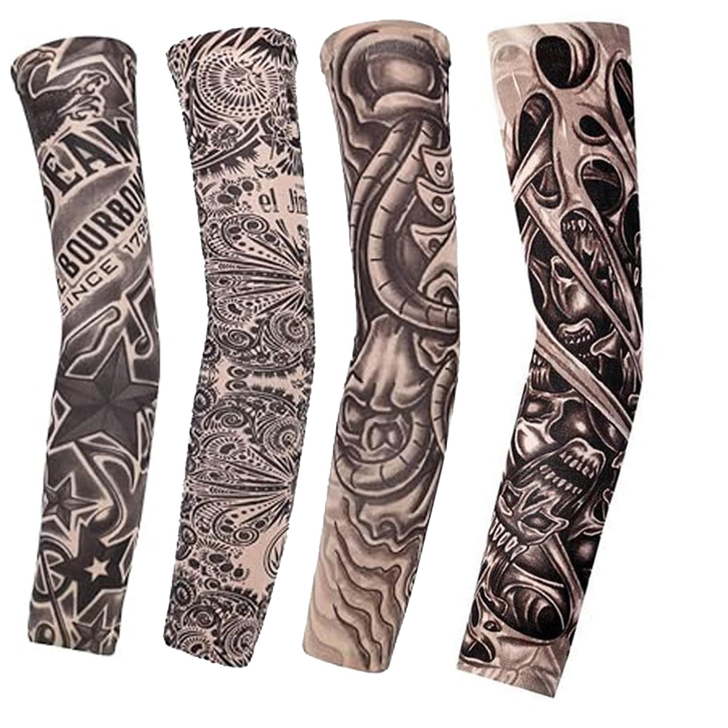 4 PCS Arm Fake Tattoos Sleeves Cover For Men Women, Unisex Party Tribal Totem Tattoos Sleeves for Outdoor Cycling Basketball Sunscreen Nylon Stretch