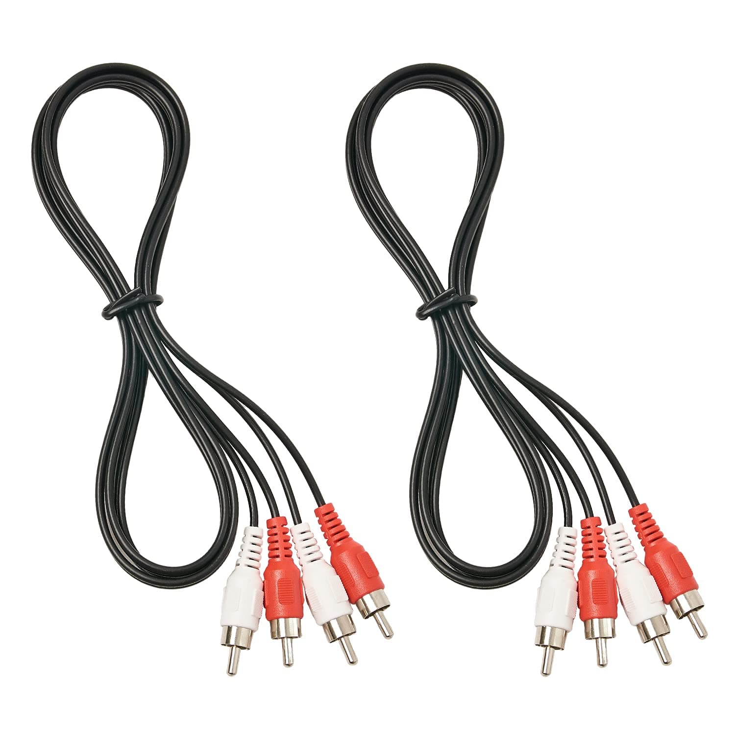 QDiShi (2 Pcs) RCA Stereo Audio Cable, 2-RCA Male to 2-RCA Male (5 FT), Stereo Audio 2RCA Cord Male to Male Connector