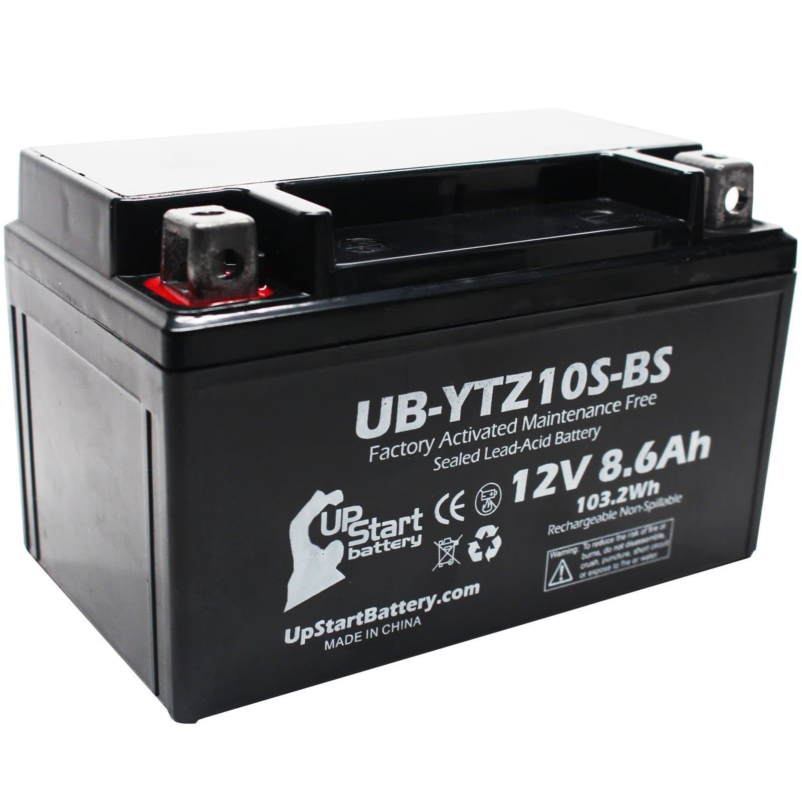 Replacement for 2008 Yamaha YZF-R6 (excl. R6S) 600CC Factory Activated, Maintenance Free, Motorcycle Battery - 12V, 8.6Ah, UB-YTZ10S-BS