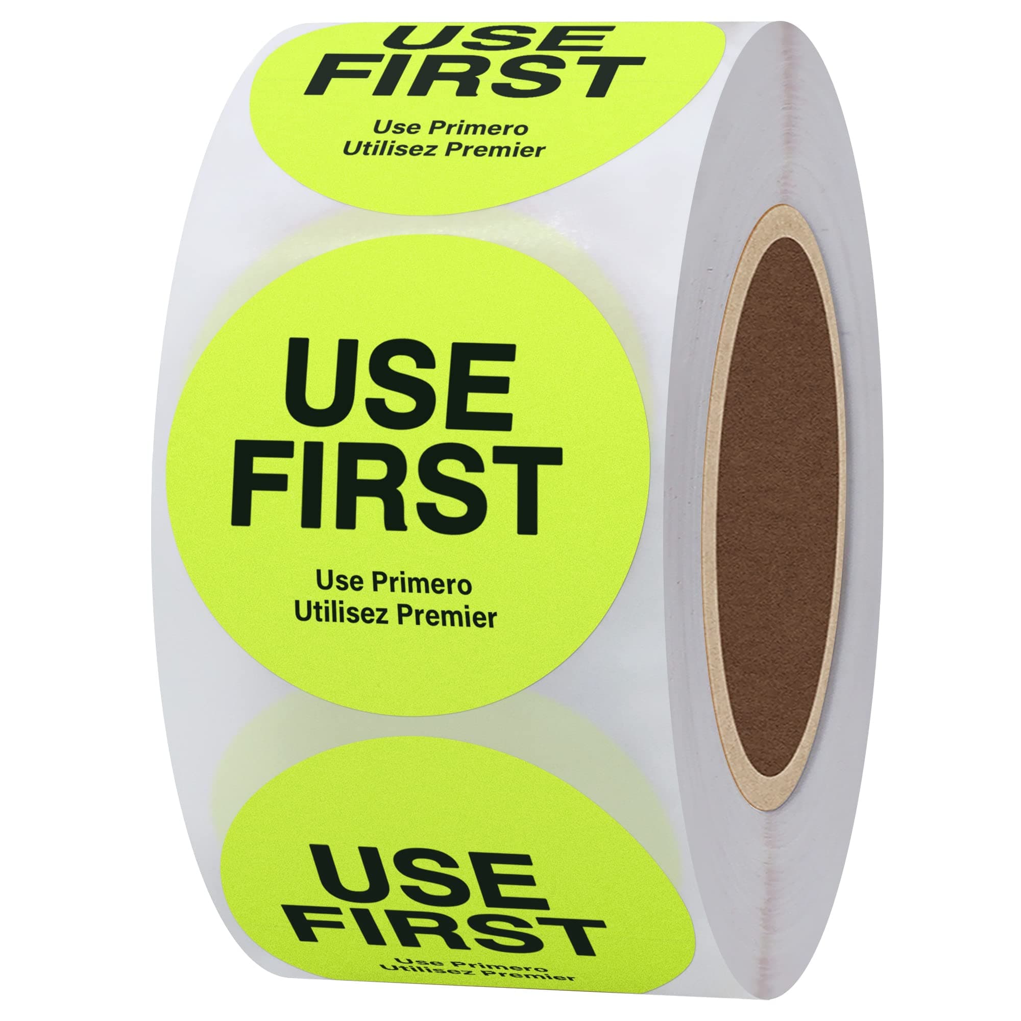 Hybsk Fluorescence"USE First" Stickers Restaurant Food Service FIFO Label 1.5 Inch Total 500 Labels Per Roll (Fluorescence Yellow)