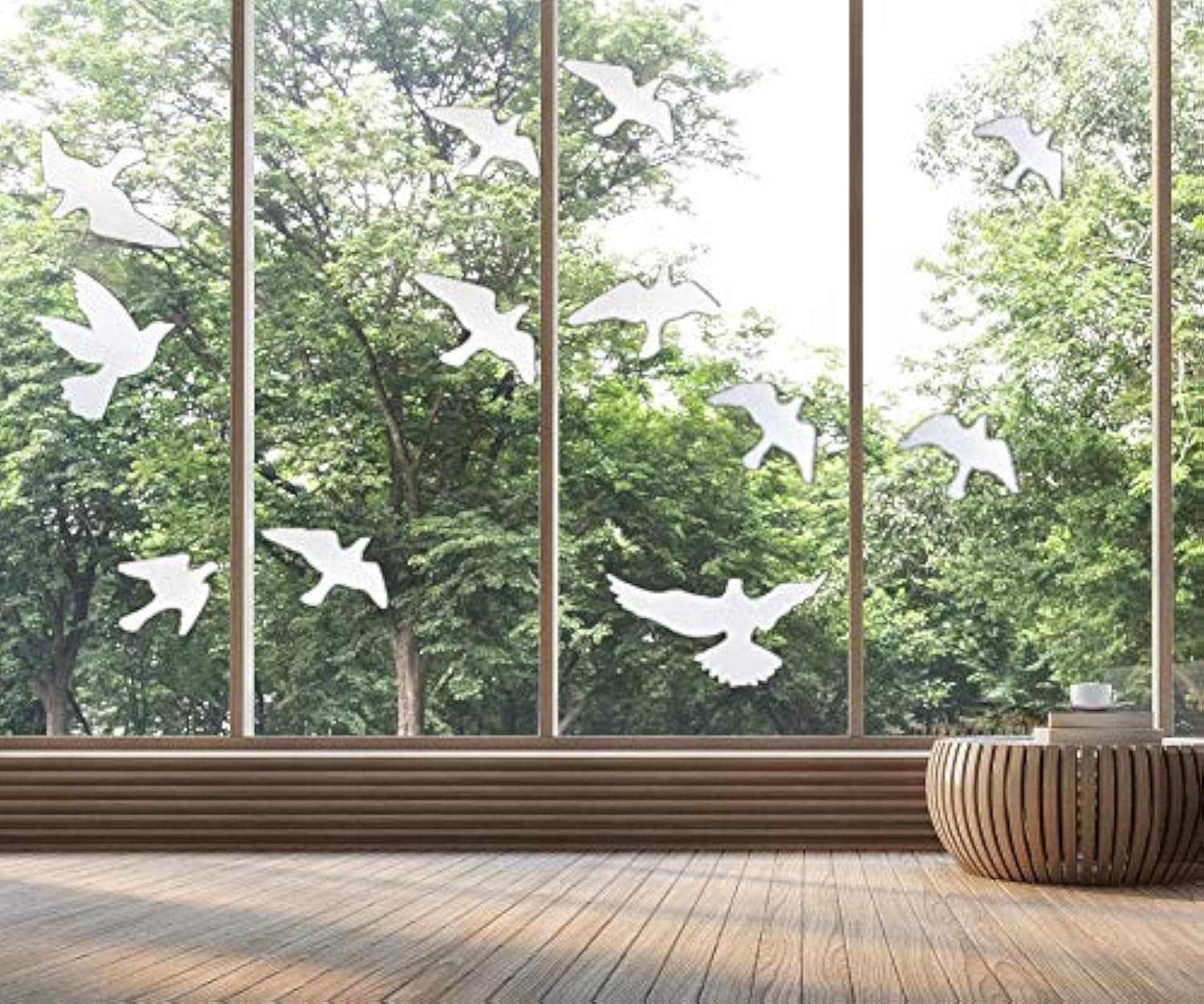UV Reflective Anti-Collision Window Bird Stickers Decals Glass Door Protect and Save Bird Strikes, 12 PCS (Clear)