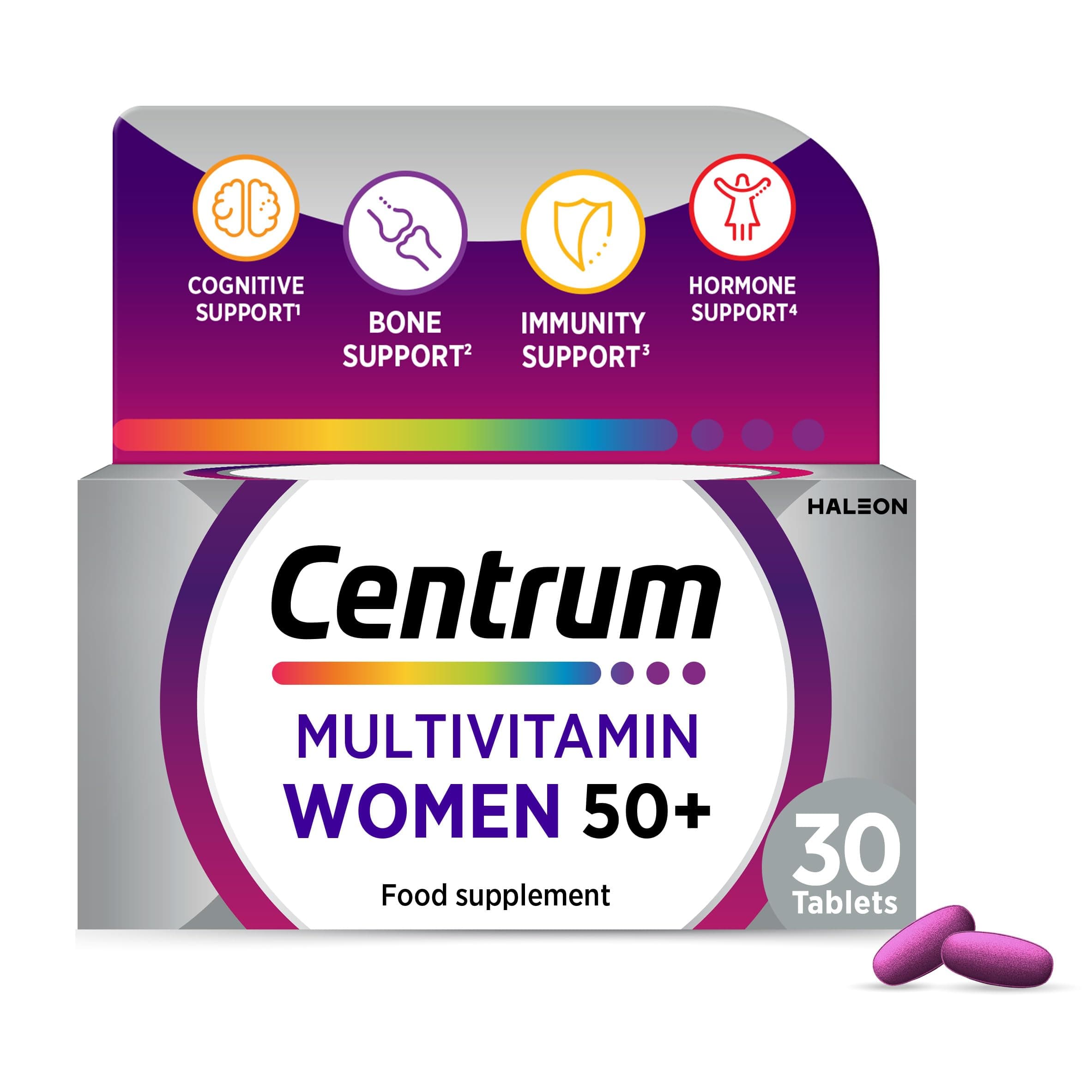 Women 50+ Tablets Multivitamin & Mineral Supplements, 23 essential nutrients including vitamin D, C, and Iron, 30 ct | Product may vary