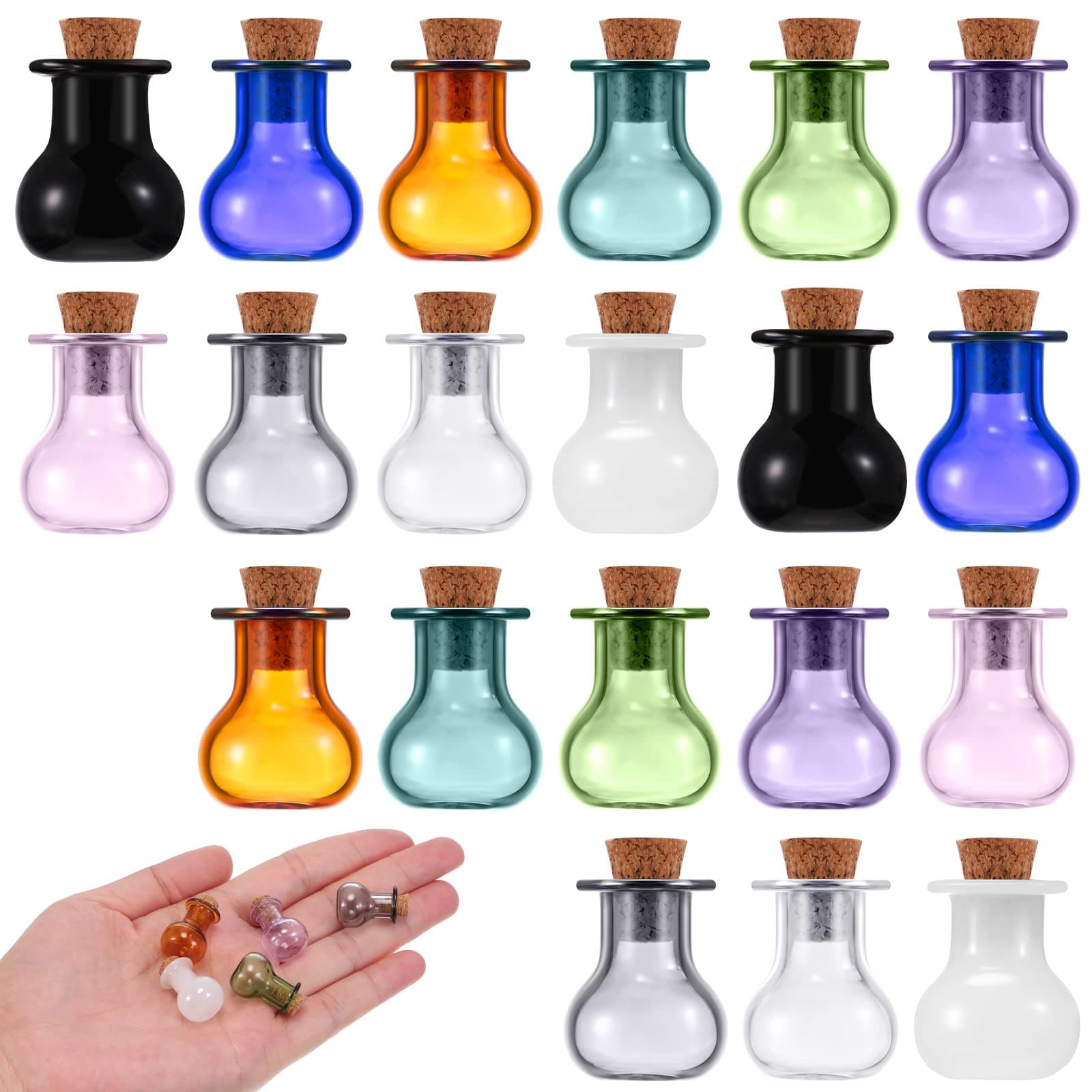20 Pieces Tiny Spell Jars Mini Potion Bottles with Cork Clear Rum Mini Bottle Tiny Wishing Jars for Party Favor DIY Craft Fairy Garden Decoration Birthday Wedding