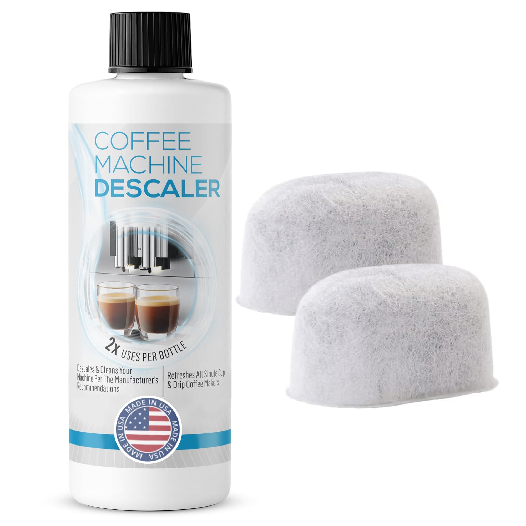 Keurig Compatible Descaling Solution (1 Bottle, 2 Uses Plus 2 Filters) - Universal Descaler Cleaner Concentrate Kit Compatible With All Keurig 1.0 & 2.0 K-Cup Pod Machines and Espresso Machines