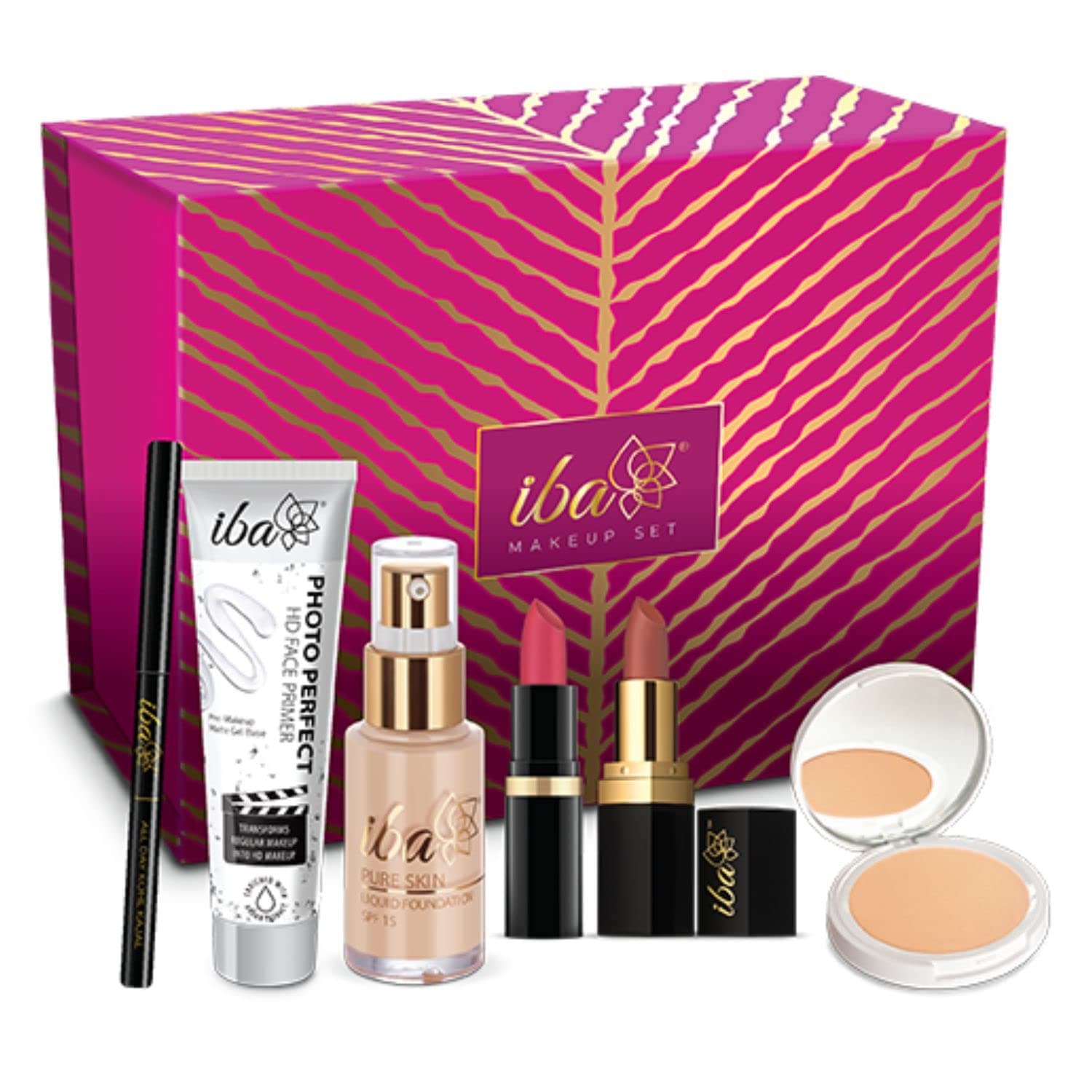 Makeup Gift Set for Women (Fair) | Foundation, Compact, Primer, Lipsticks, Kajal | Long Lasting | Full Coverage | Bridal Makeup Kit for Women | 100% Vegan & Cruelty-Free (6 items makeup combo in the one set)