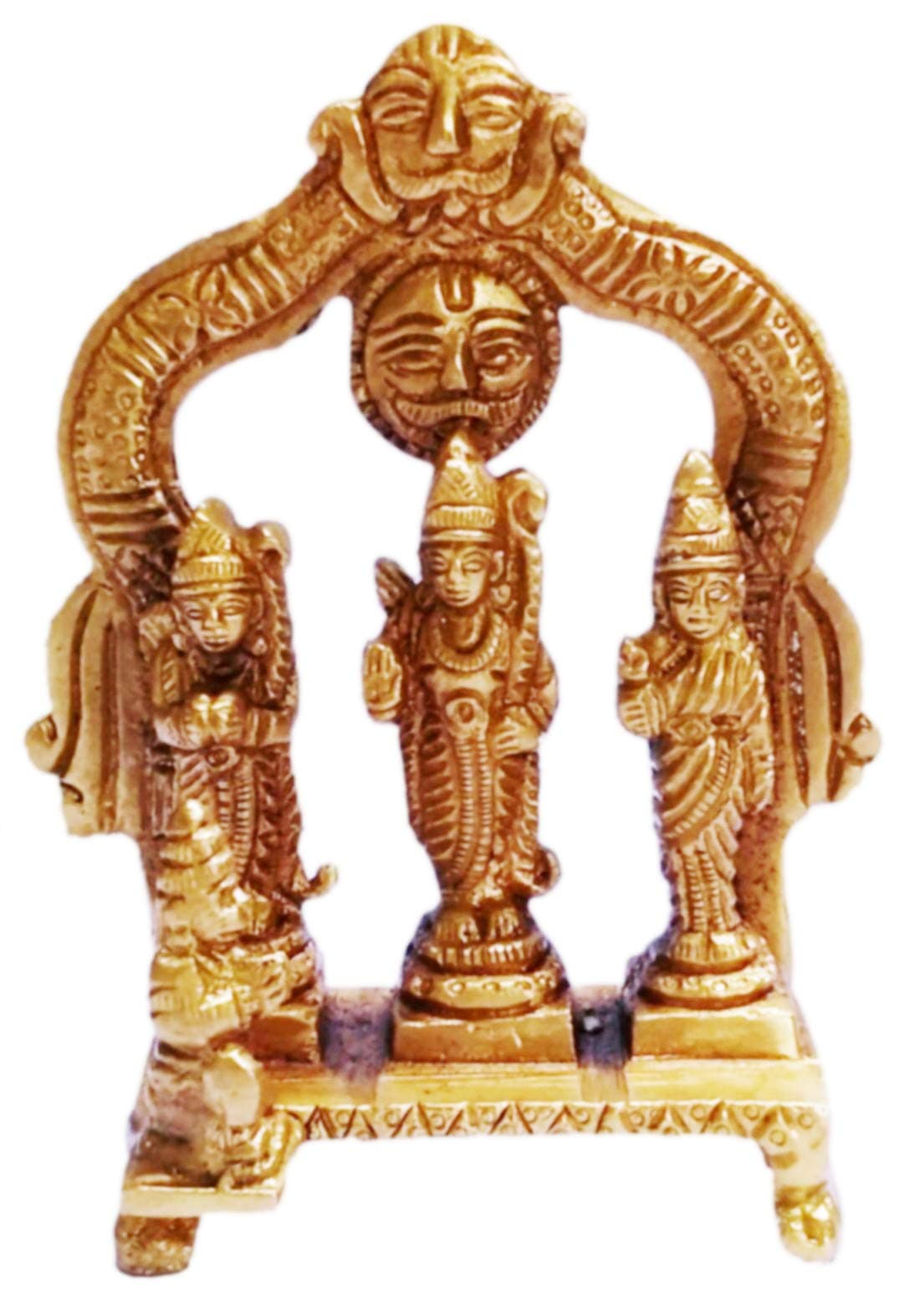 Purpledip Brass Statue Ram Darbaar: Rama, Sita, Lakshman, Hanuman (11429)