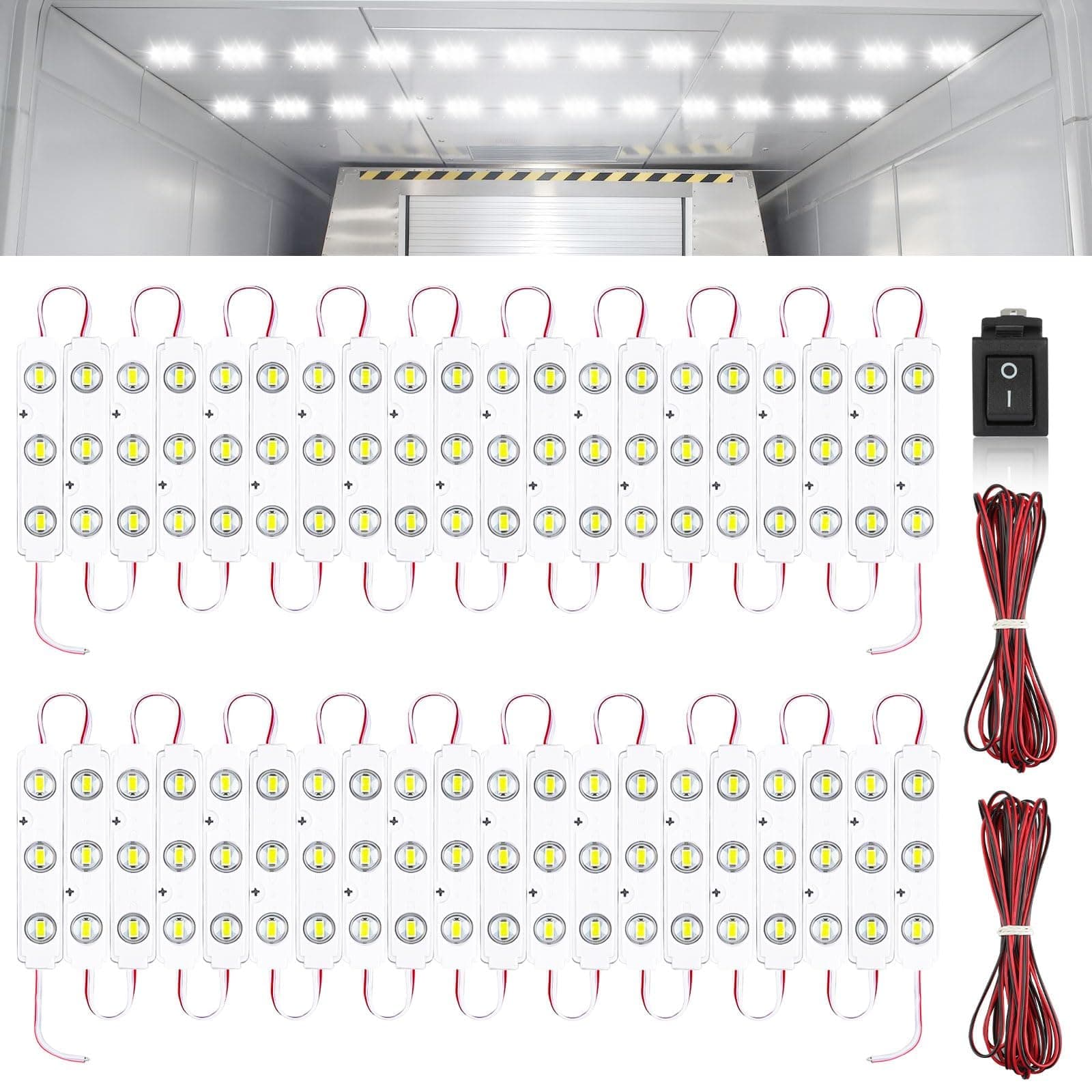 Linkstyle 12V 120 LEDs Van Interior Light Kits, 12V LED Light Strip LED Module Lights Ceiling Lamp for Car Van Truck Auto Vehicle Boats Christmas, 40 Modules