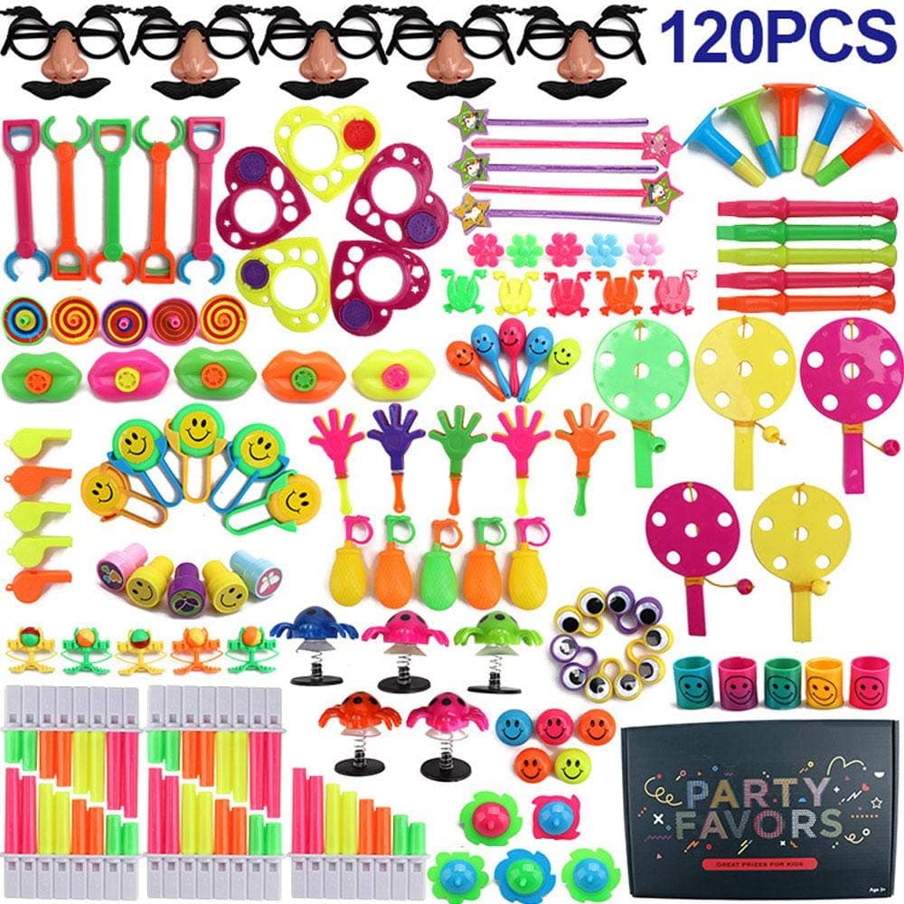 Tawcal Party Prizes for Kids, 120Pcs Bulk Party Favors Bag Fillers Treasure Chest Box Prizes Assortment Pinata Toys for Kids Birthday Party, School Classroom Prize & Rewards, Carnival Prizes