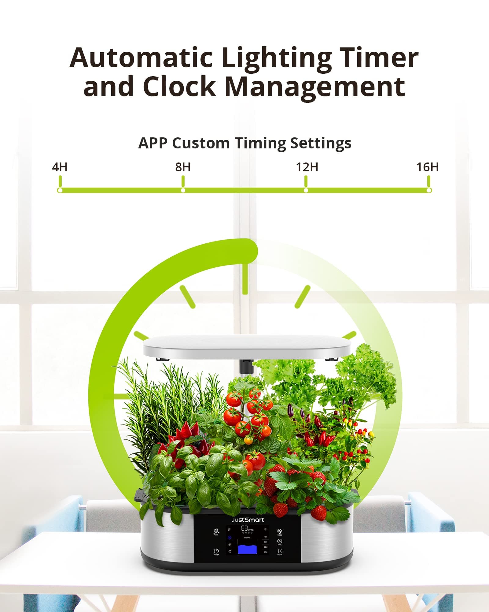 WiFi 12 Pods Hydroponics Growing System with APP Controlled JustSmart Indoor Garden Up to 30" with 30W 120 LED Grow Light, Silent Pump System, Automatic Timer for Home Kitchen Gardening, GS1 Basic