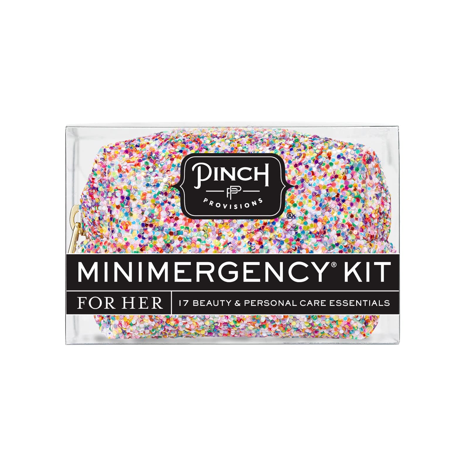 Pinch Provisions Funfetti Minimergency Kit, Includes 17 Travel-Sized Cosmetic Essentials, Convenient for Purses, Emergency Beauty Accessories, Gifts for Holiday’s & Birthday’s