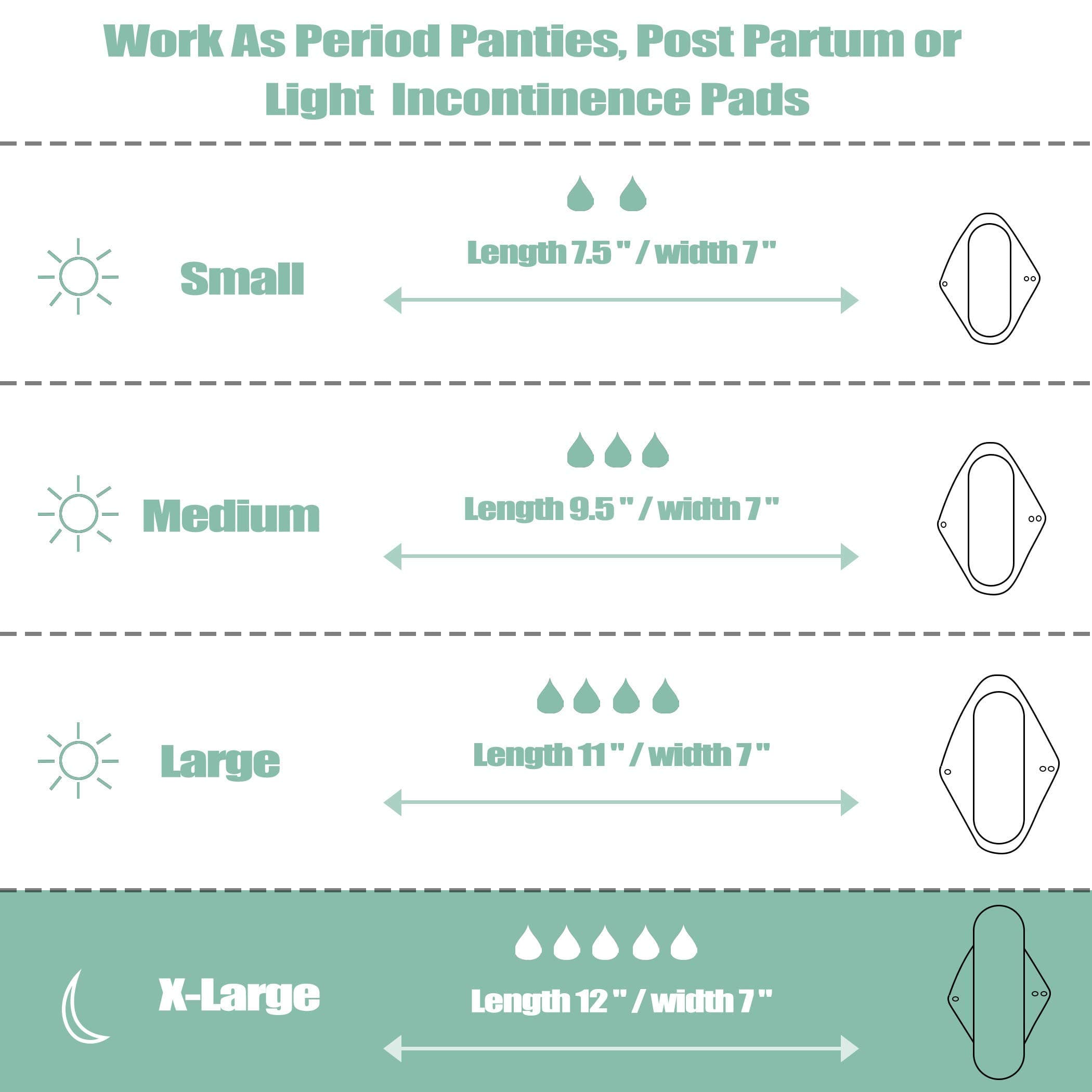 wegreeco Charcoal Reusable Menstrual Pads - Reusable Sanitary Pads | Reusable Panty Liners | Soft Cloth Menstrual - 6 Pack with 1 Cloth Mini Wet Bag (Medium, Black)