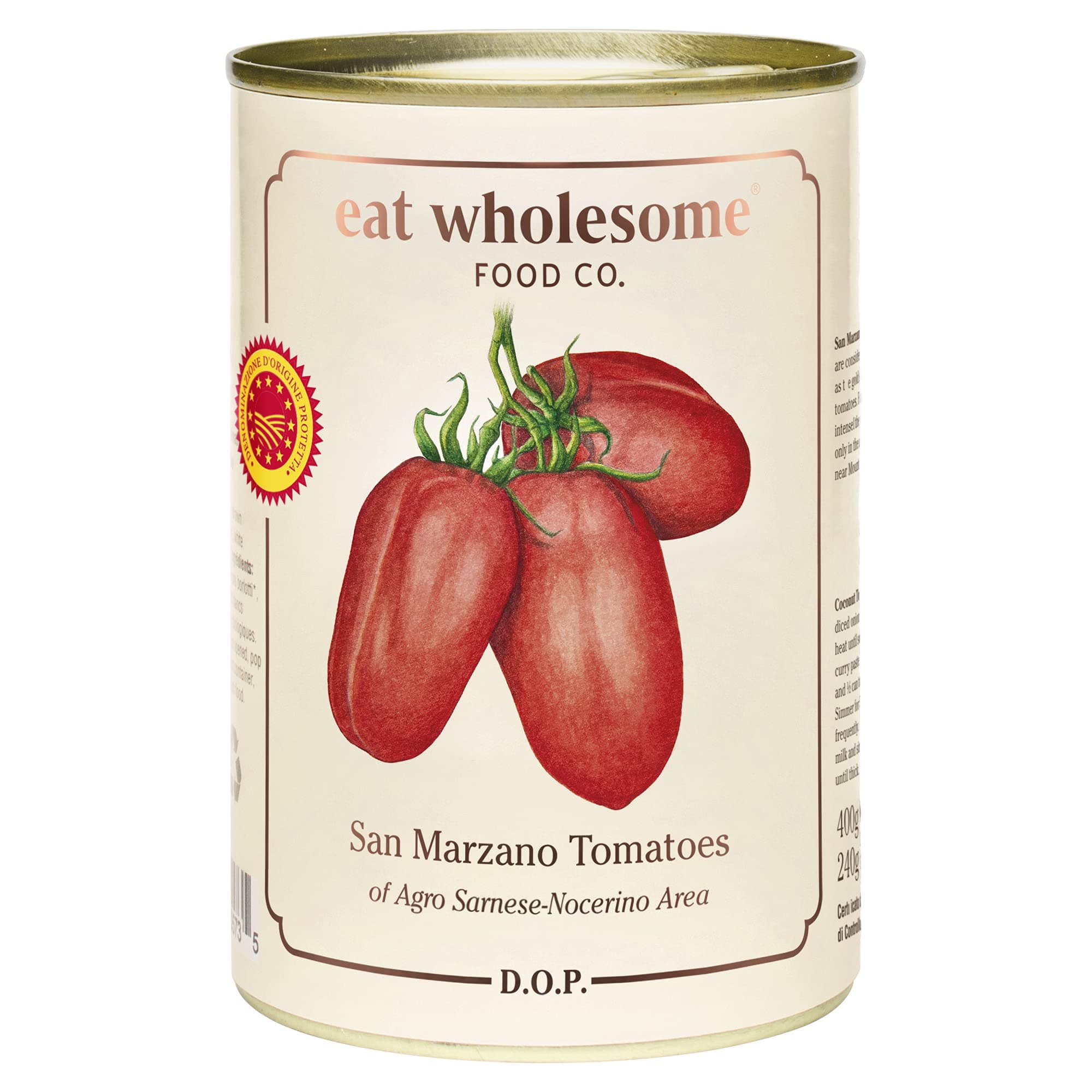 – San Marzano Tomatoes DOP, 400g (Pack of 12) - Naturally Sweet, Perfect for Pasta Sauces, Pizza Sauces & More, Vegan, Non-BPA Lining