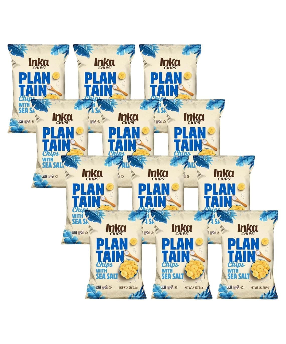 Inka Chips, Seasalt Plantain Chips, 4 Ounce (Pack of 12)