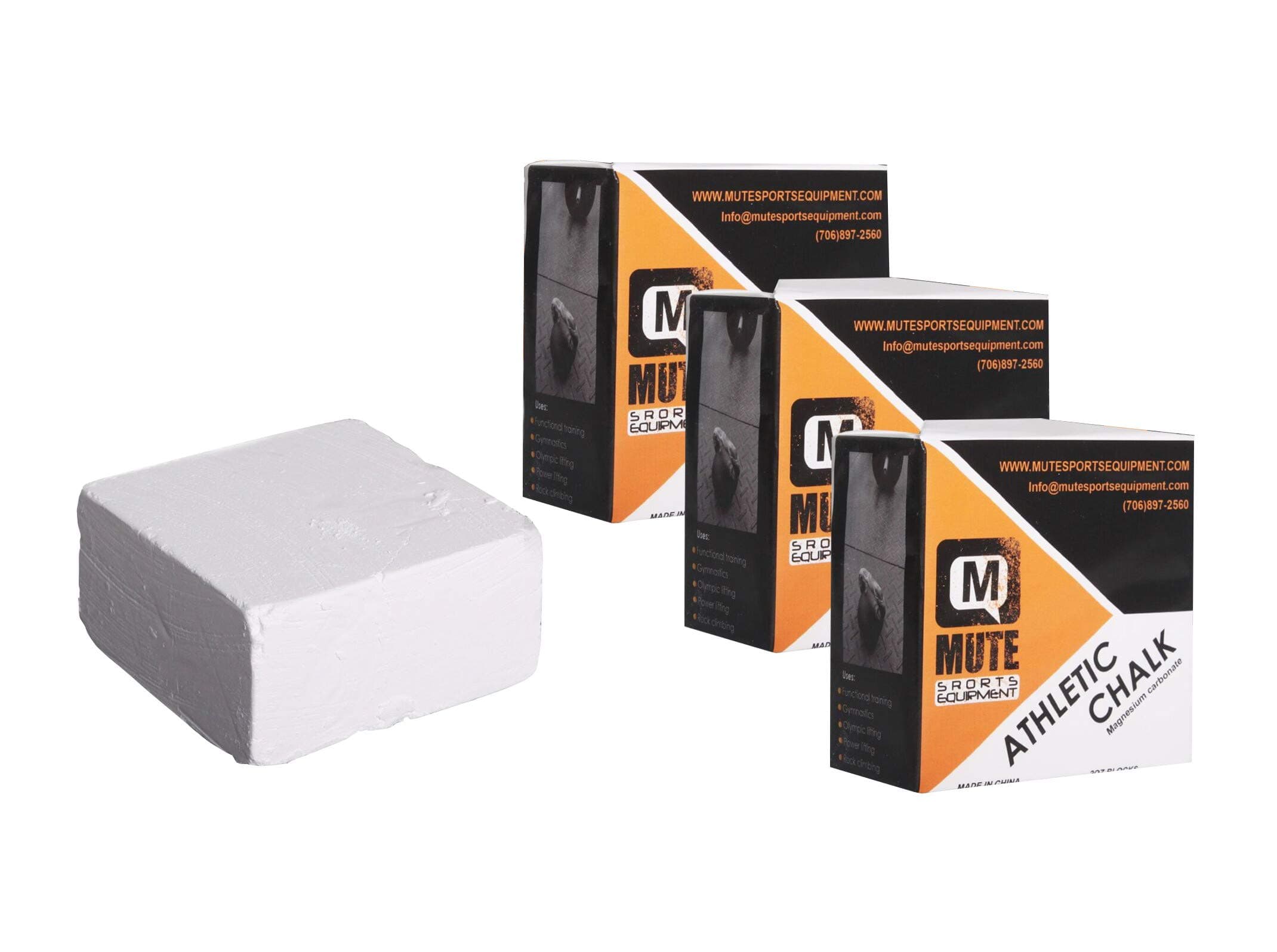 MUTE | Athletic Gym Chalk - Increase Grip Strength - for Bouldering, Rock Climbing, Gymnastics, Functional Fitness, Weight-Lifting - Non-Toxic, Non-Staining Magnesium Carbonate - 2 oz Blocks (3 Pack)