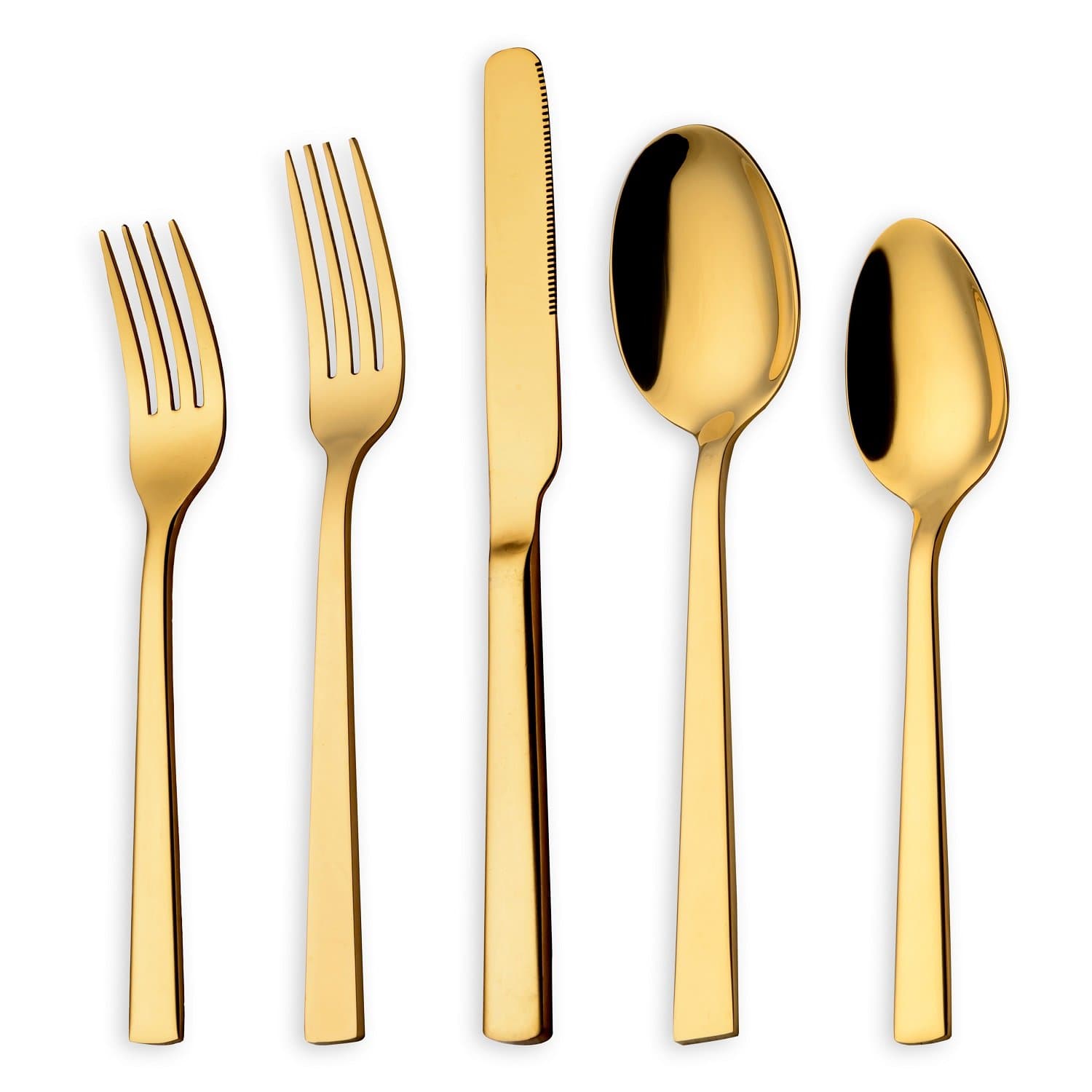 HOMQUEN Flatware Sets, Luxury Gold Cutlery Set, 18/10 Stainless Steel Set Service for 4 Person, 20 Pieces Dining Cutlery