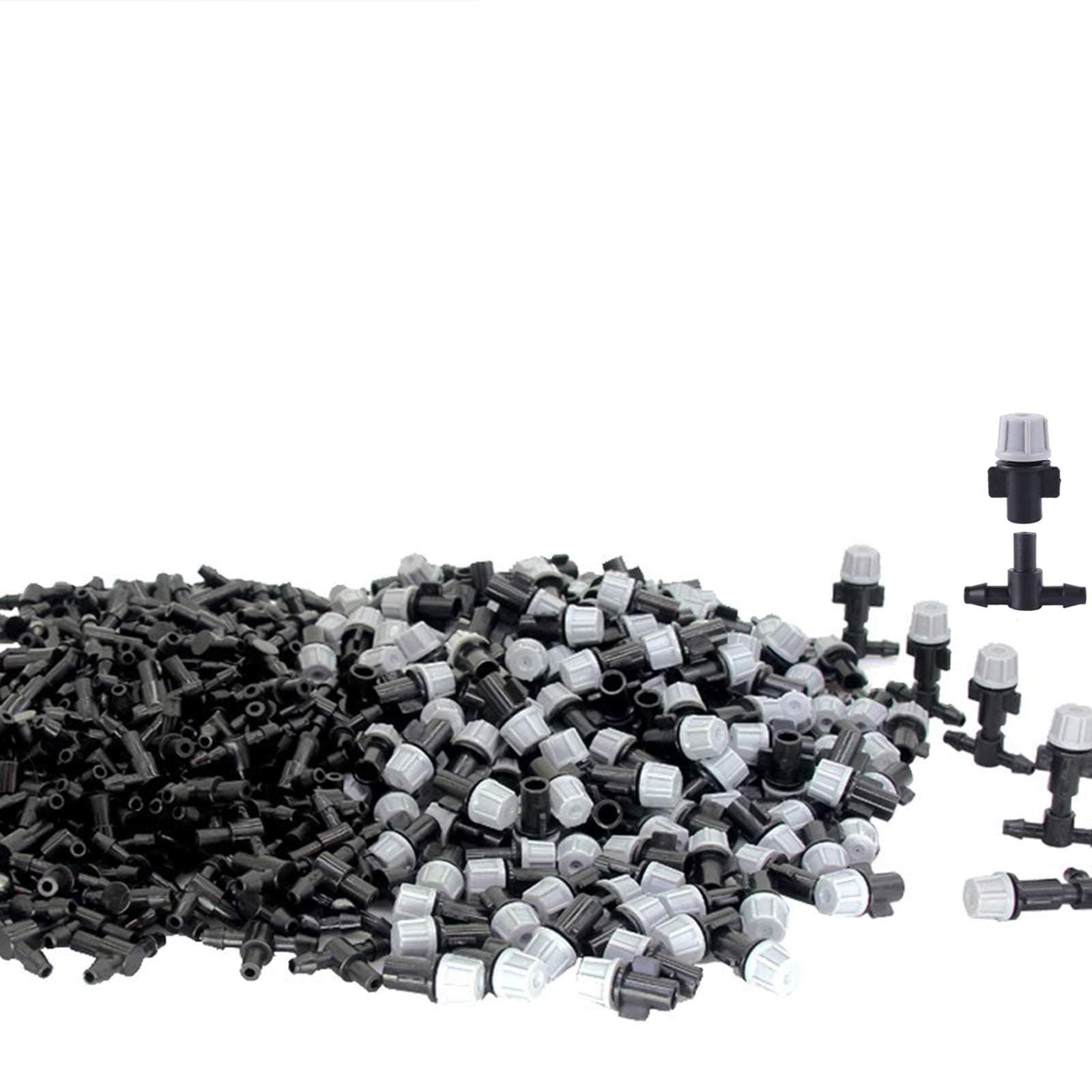 Drip Irrigation kit Spray Nozzle with Three T Joint to irrigate Lawn Plant Flower Spray Device Cooling system/50 Pairs (Black)