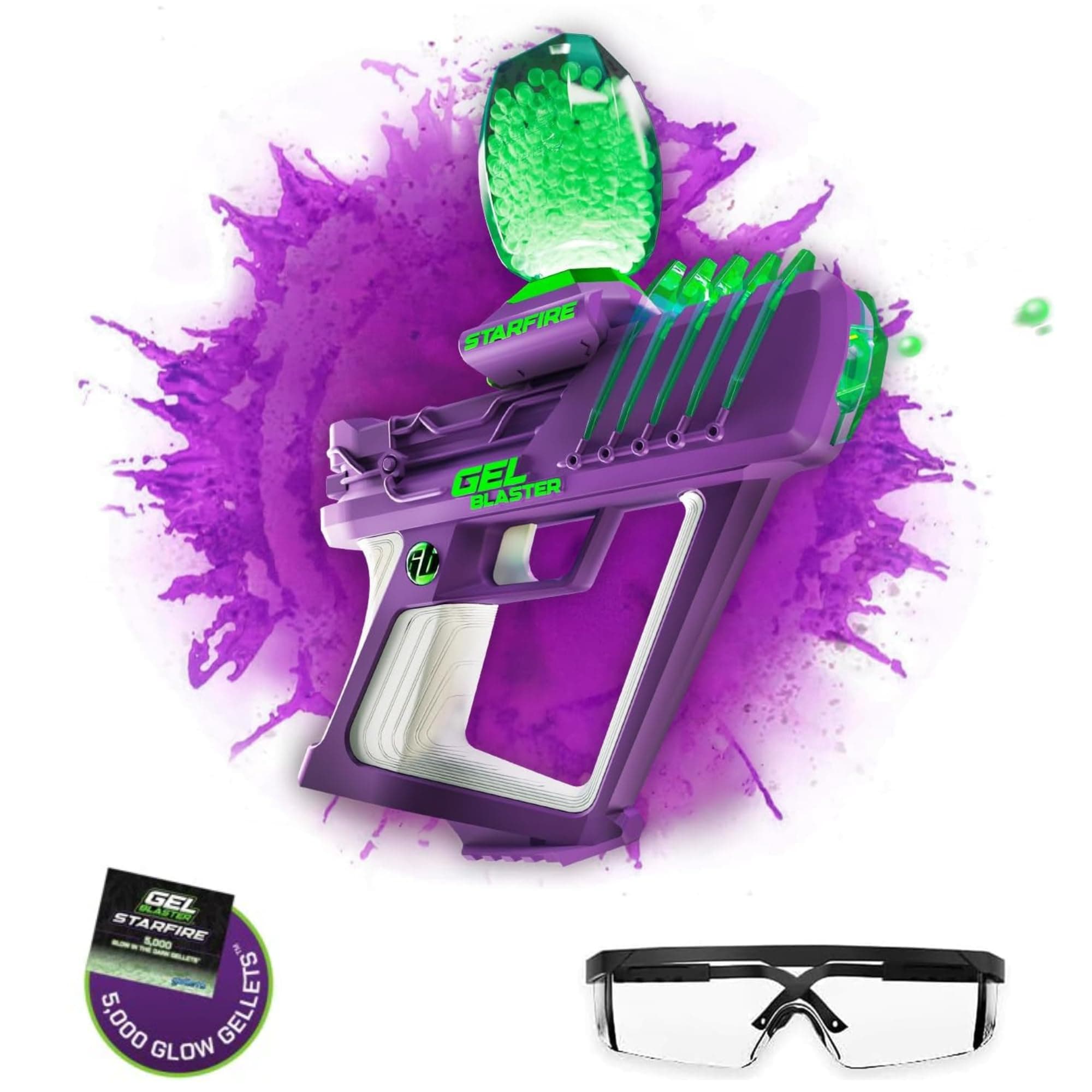 Surge Starfire - High Performance Glow In The Dark Gel Ball Blaster | High-Capacity Semi & Automatic Modes | 5,800 Rounds | 30M Range | Ages 14+
