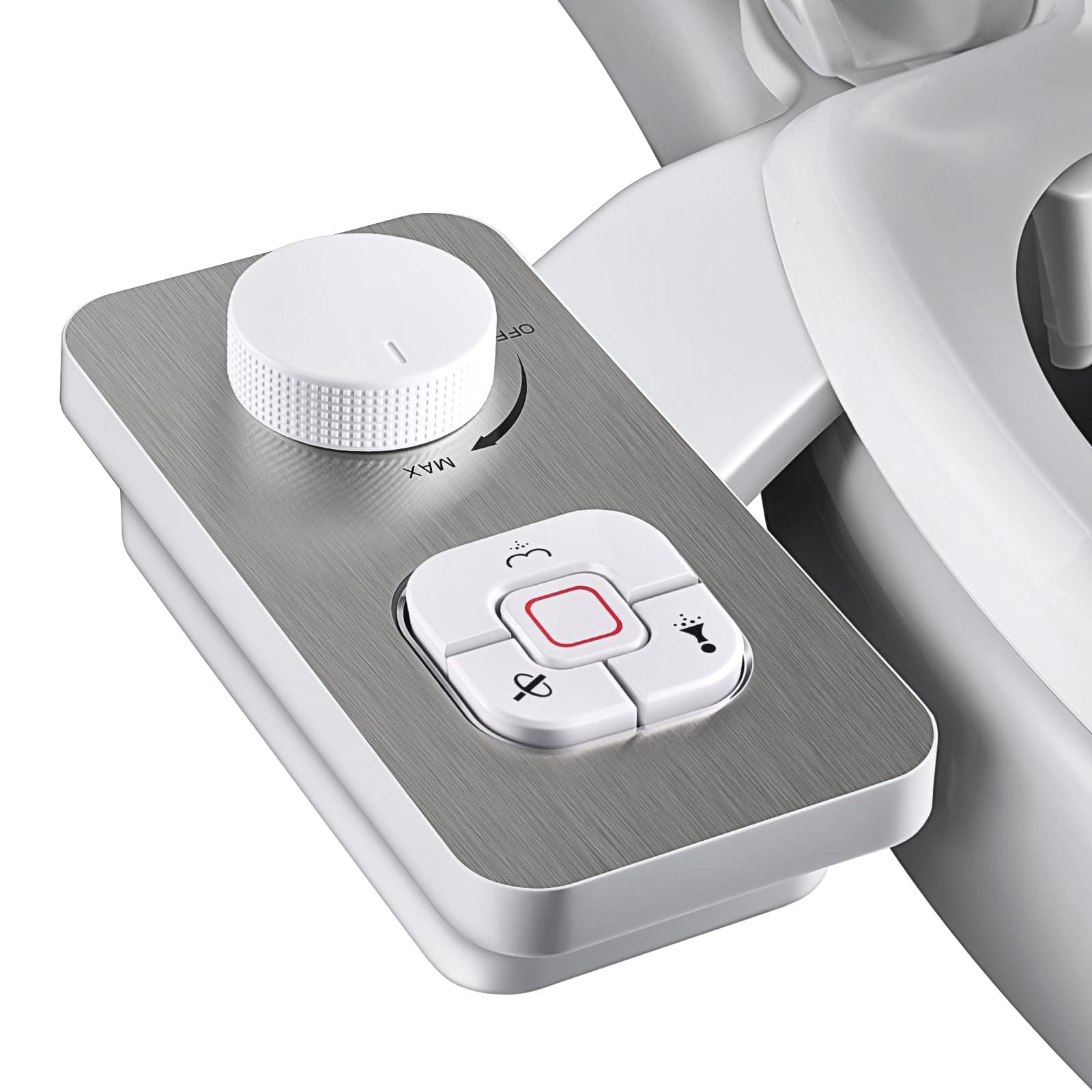 SAMODRA Bidet Attachment - Non-Electric Cold Water Bidet Toilet Seat Attachment with Pressure Controls,Retractable Self-Cleaning Dual Nozzles for Frontal & Rear Wash - Brushed Nickel