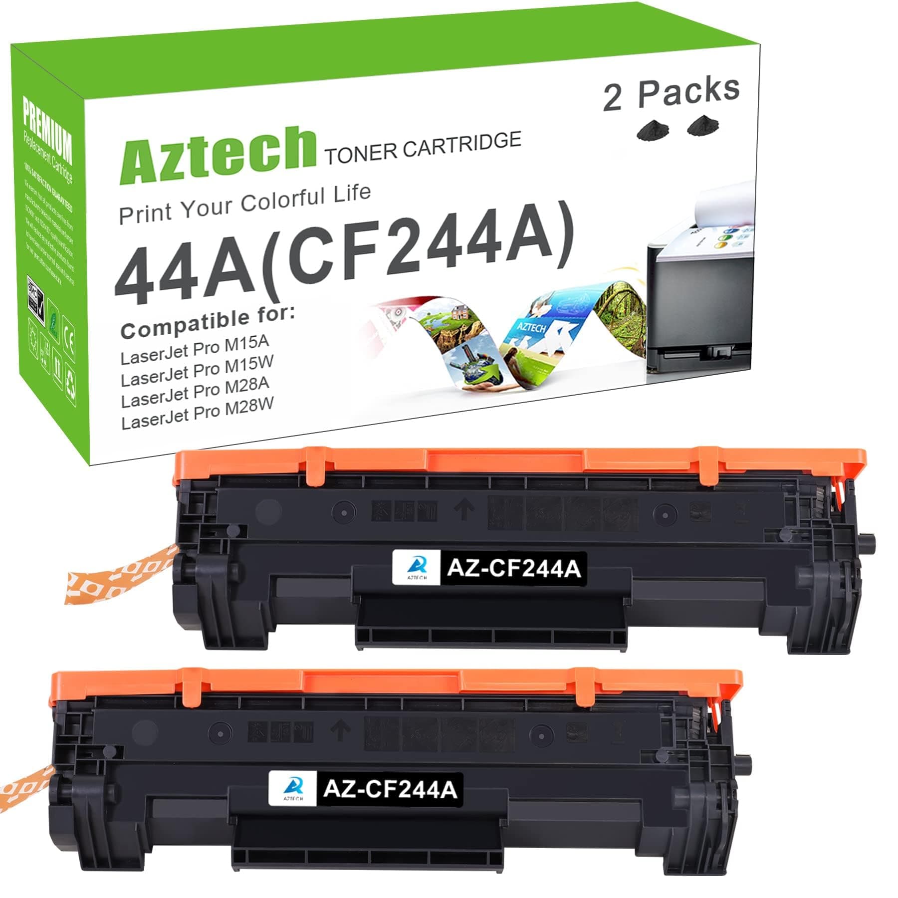 Aztech Compatible Toner Cartridge Replacement for HP 44A CF244A LaserJet Pro M15w M15a M16w M16a MFP M28w M28a M29w M29a M28 M15 M16 M29 (Black,2-Pack)