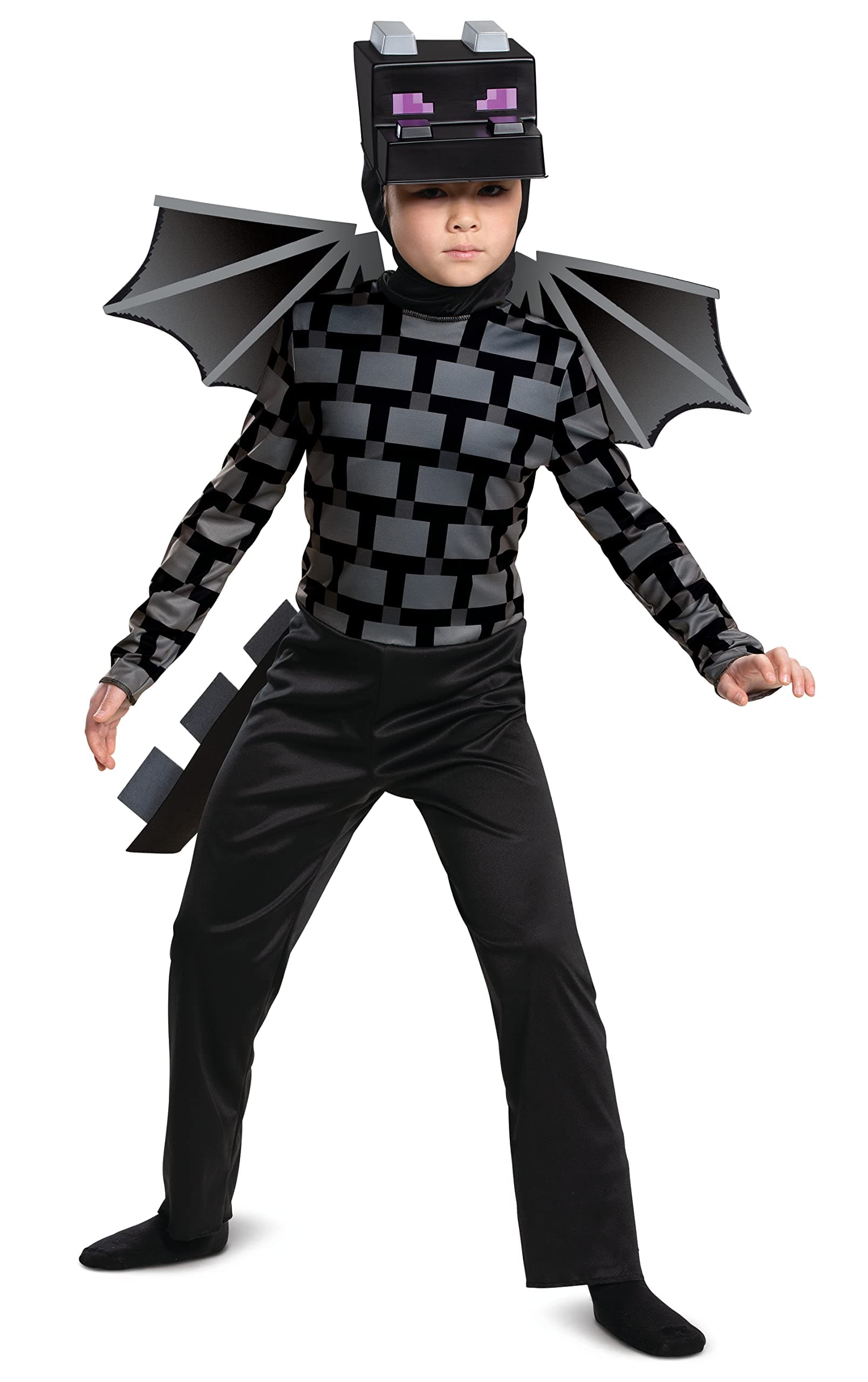 Minecraft Ender Dragon Fancy Dress for Kids, Official Minecraft by Disguise, Includes Ender Dragon Headpiece and Wings, Dimensional Details, for Ages 4-6, 7-8 and 10-12 Years