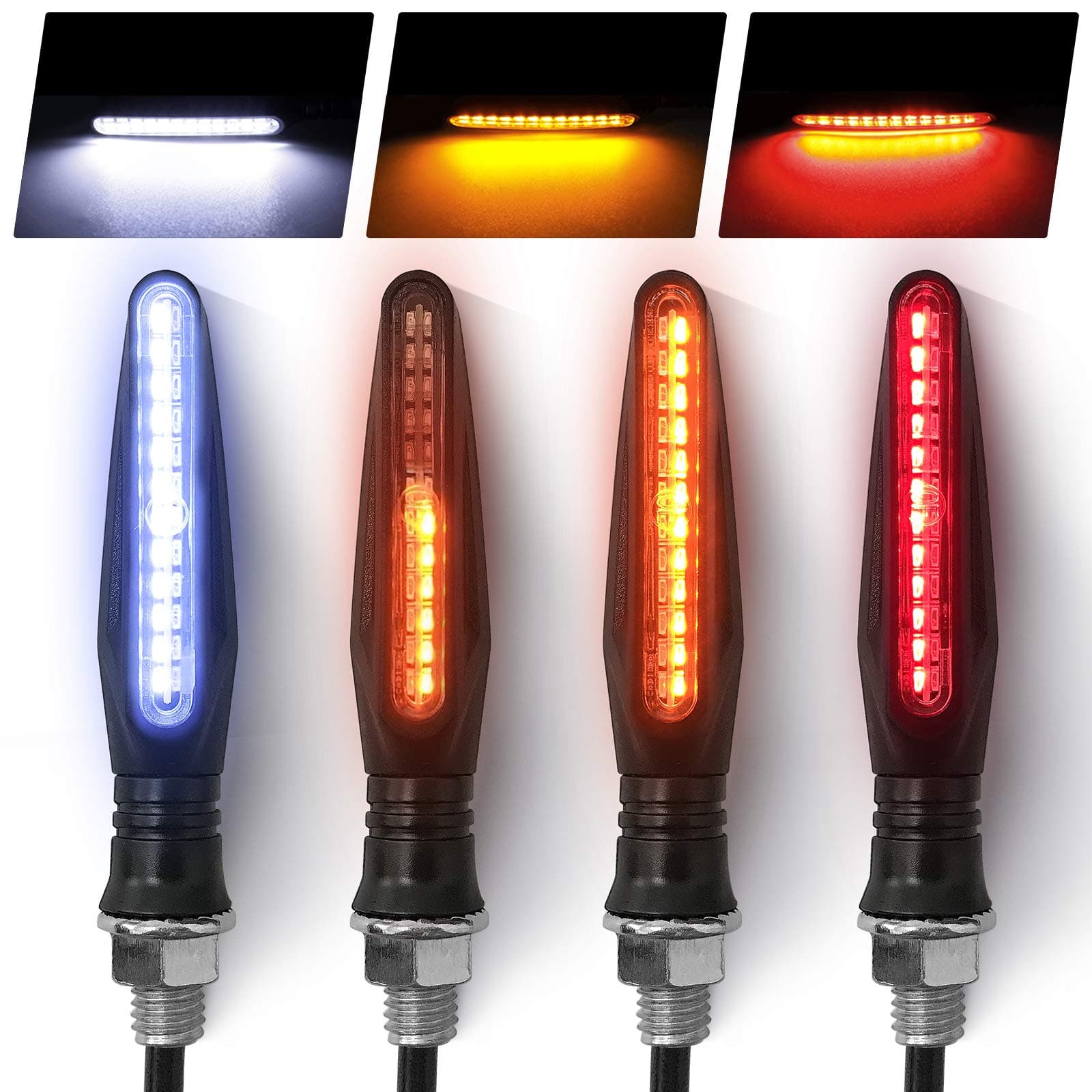 Motorcycle Indicators Flowing Turn Signal Lights Motorbike Turning Indicators Daytime Running Lights Brake Lights 12V for Motorcycle Motorbike(Pack of 4)