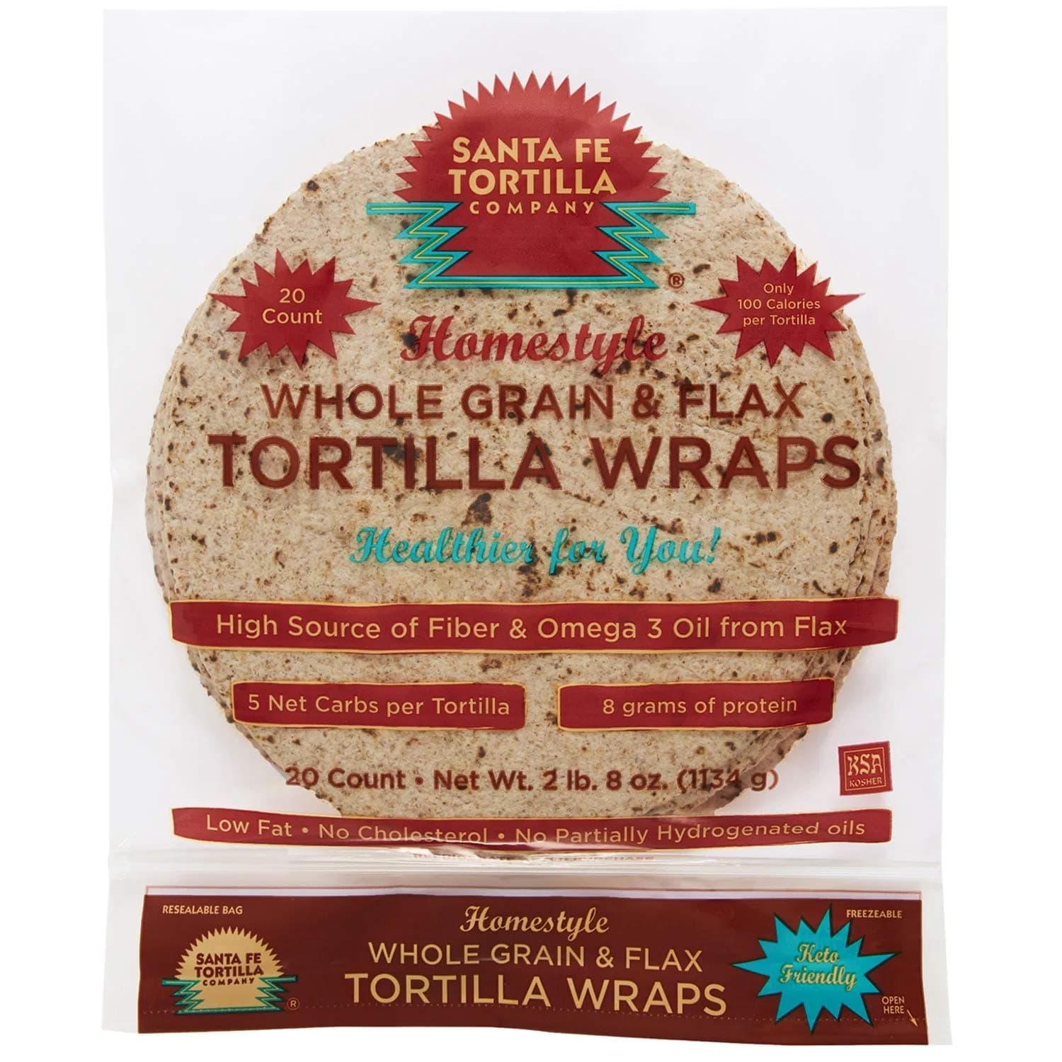 Santa Fe Tortilla Homestyle Whole Grain Tortilla, 40 Ounce (20 Count)