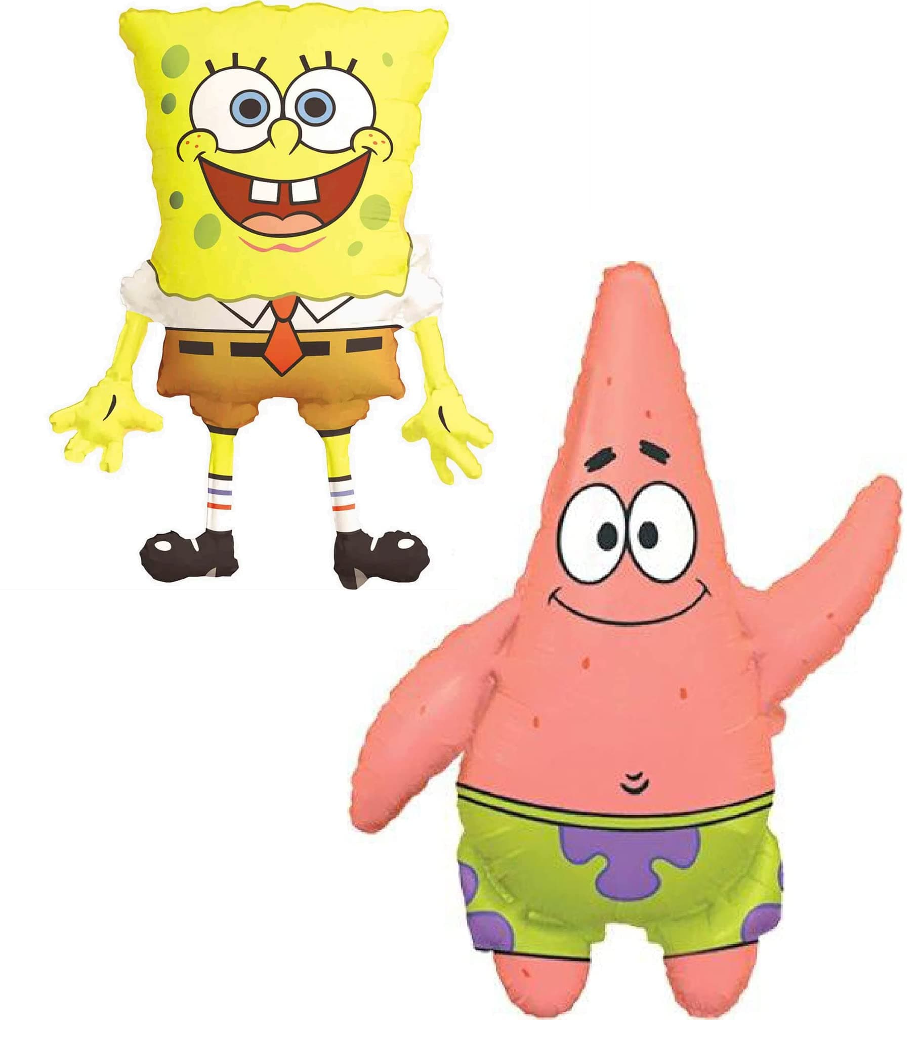 Pack Of 2 - Spongebob Squarepants and Patrick Star Foil Balloons - 1 x 29 Inch Spongebob & 1 x 36 Inch Patrick Shaped Character Foil Balloons