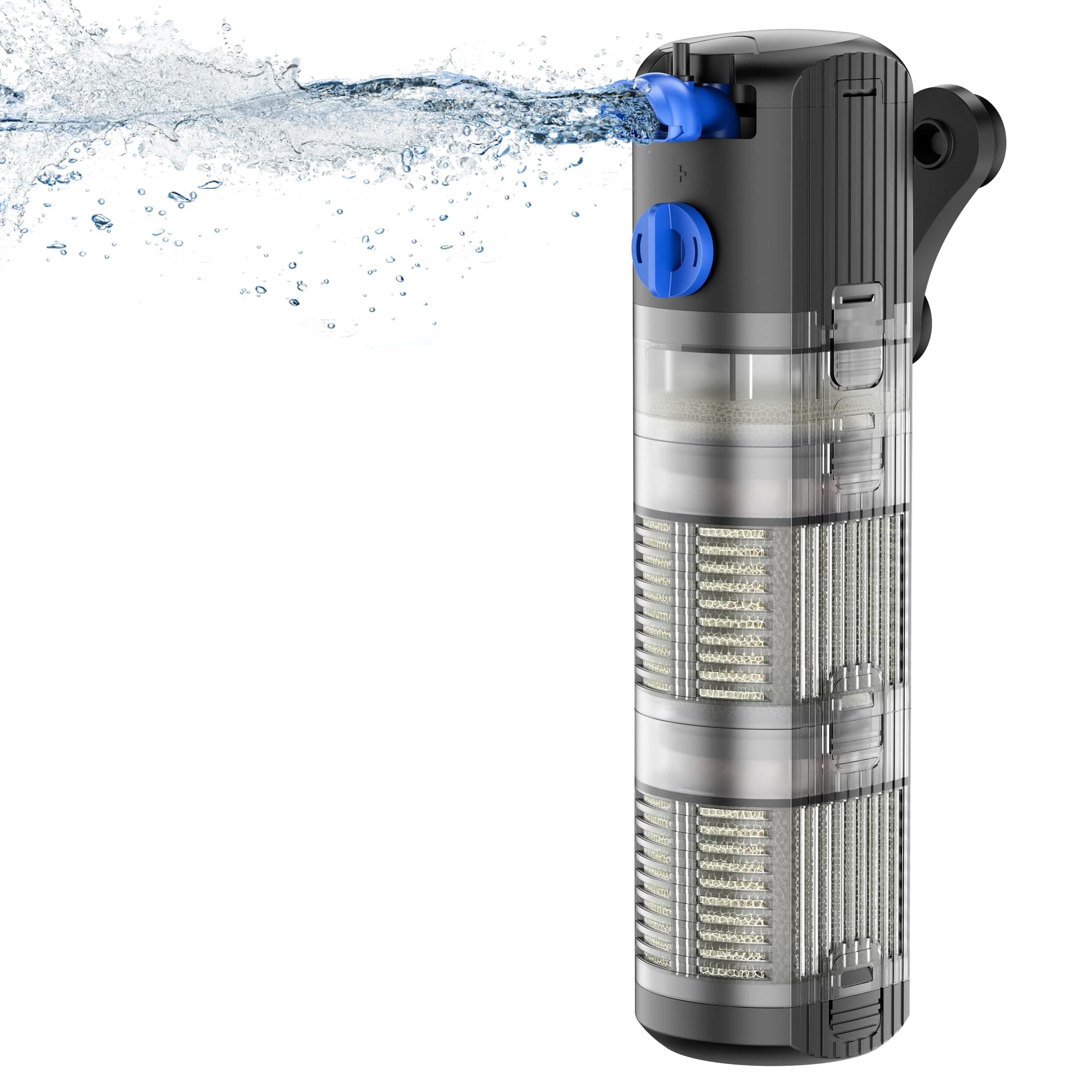 FREESEA Aquarium Filter Fish Tank: 8W Submersible Internal Power Filter 3-Stage Filtration System for 40-100 Gallon Turtle Tanks